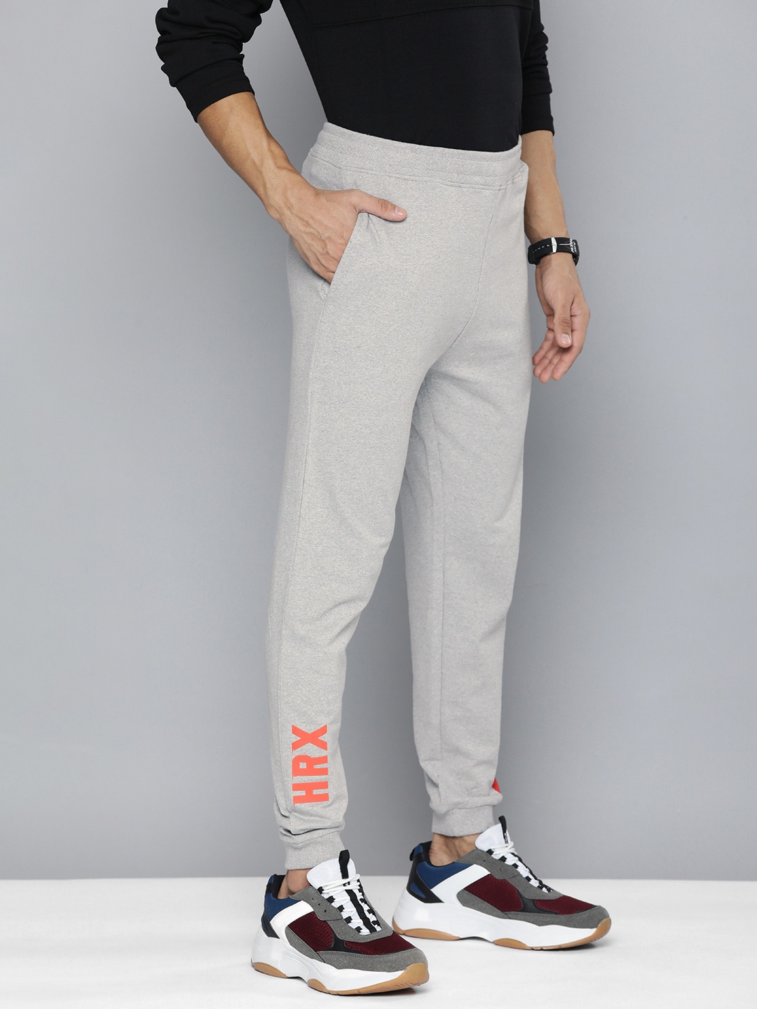 

HRX by Hrithik Roshan Men Solid Track Pants, Grey melange