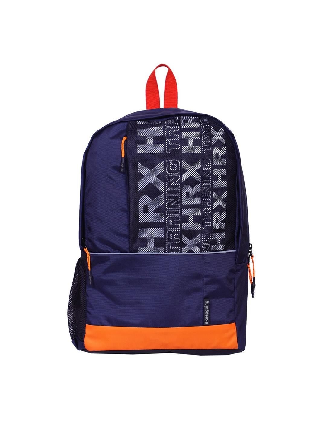 

HRX by Hrithik Roshan Unisex Navy Blue & Orange Brand Logo Backpack