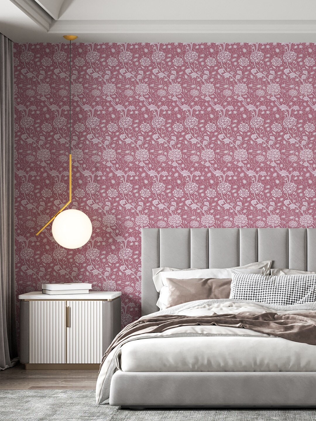 

PAPER PLANE DESIGN Pink & White Floral Printed Waterproof Wallpaper