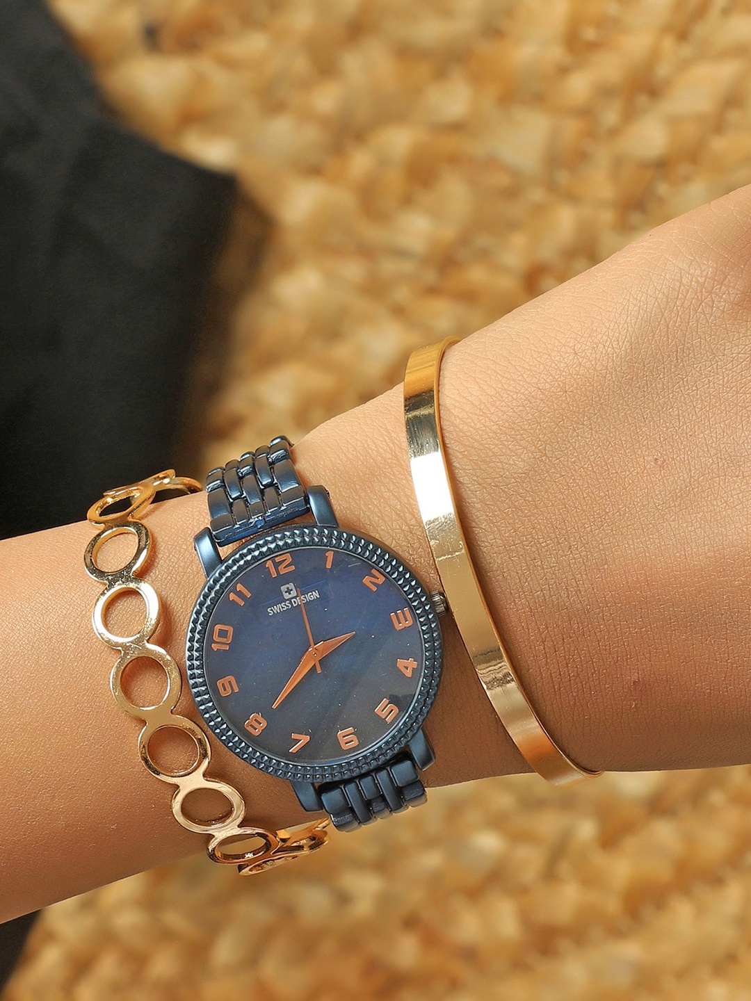 

Swiss Design Women Bracelet Style Straps Analogue Watch SDWJ Set-45, Blue