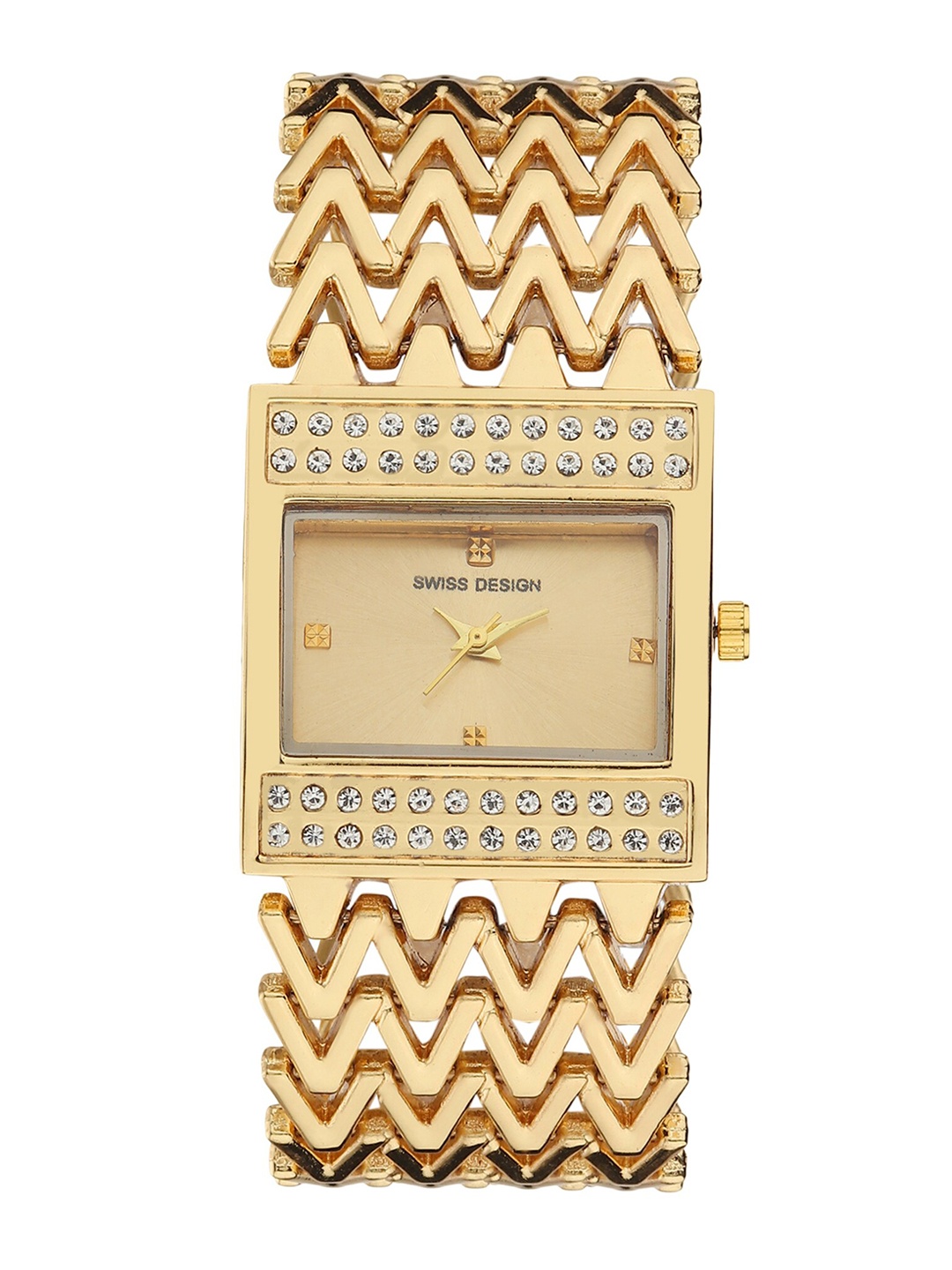 

Swiss Design Women Embellished Dial Analogue Watch With Bracelets SDWJ Set-77, Gold