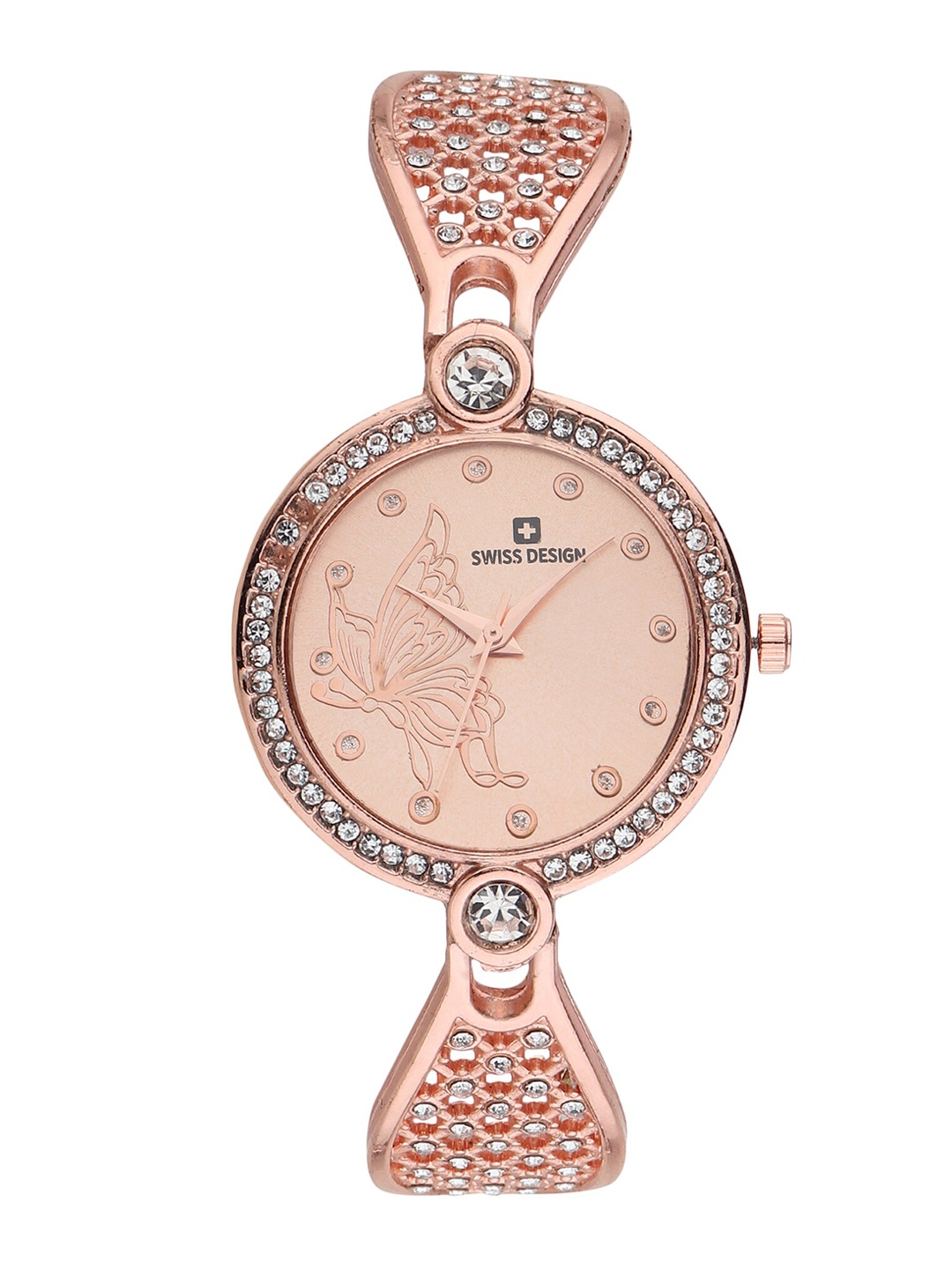 

Swiss Design Women Analogue Watch With Jewellery Gift Set SDWJ Set-17, Rose gold