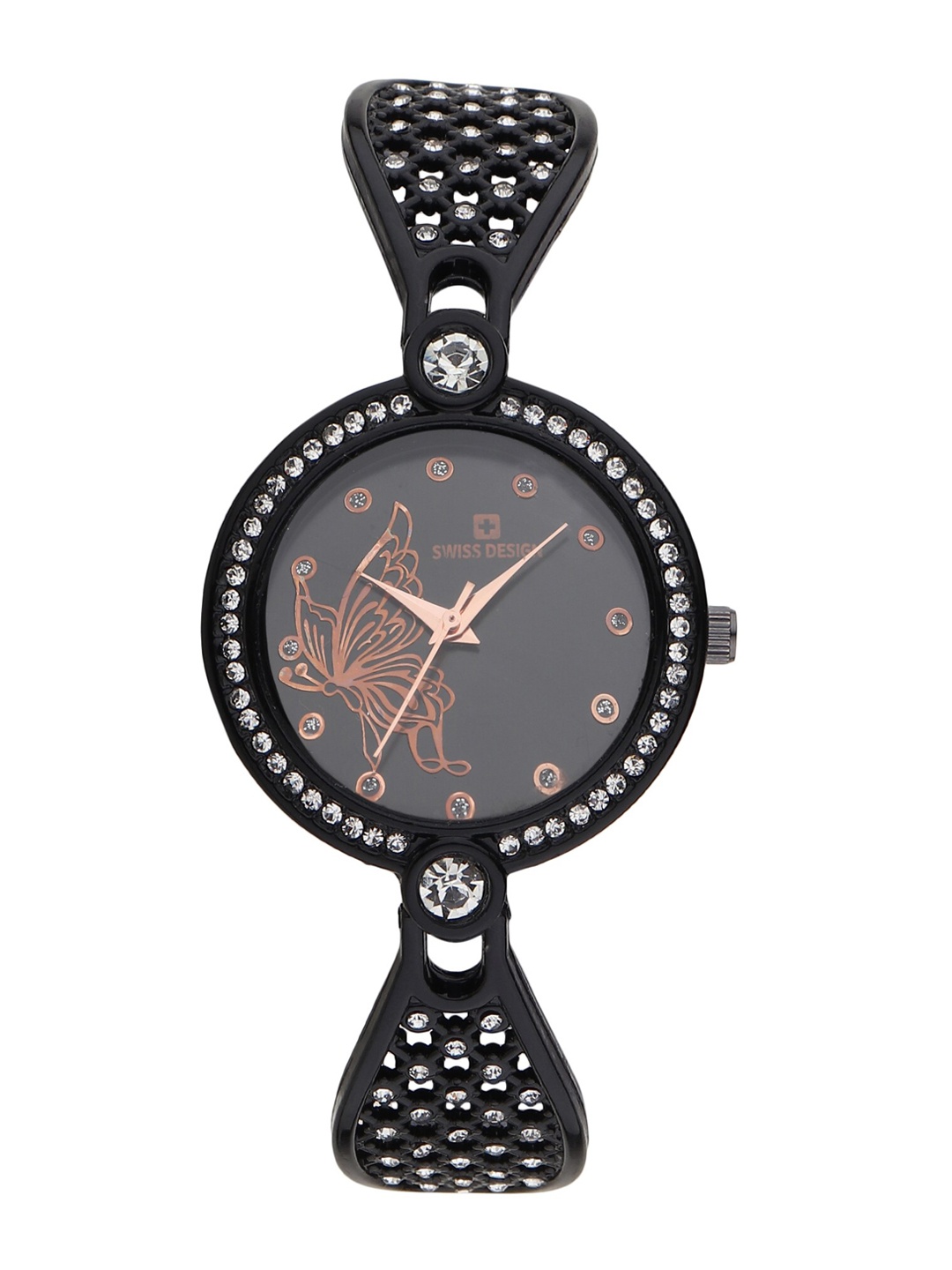 

Swiss Design Women Analogue Watch With Jewellery Gift Set SDWJ Set-16, Black