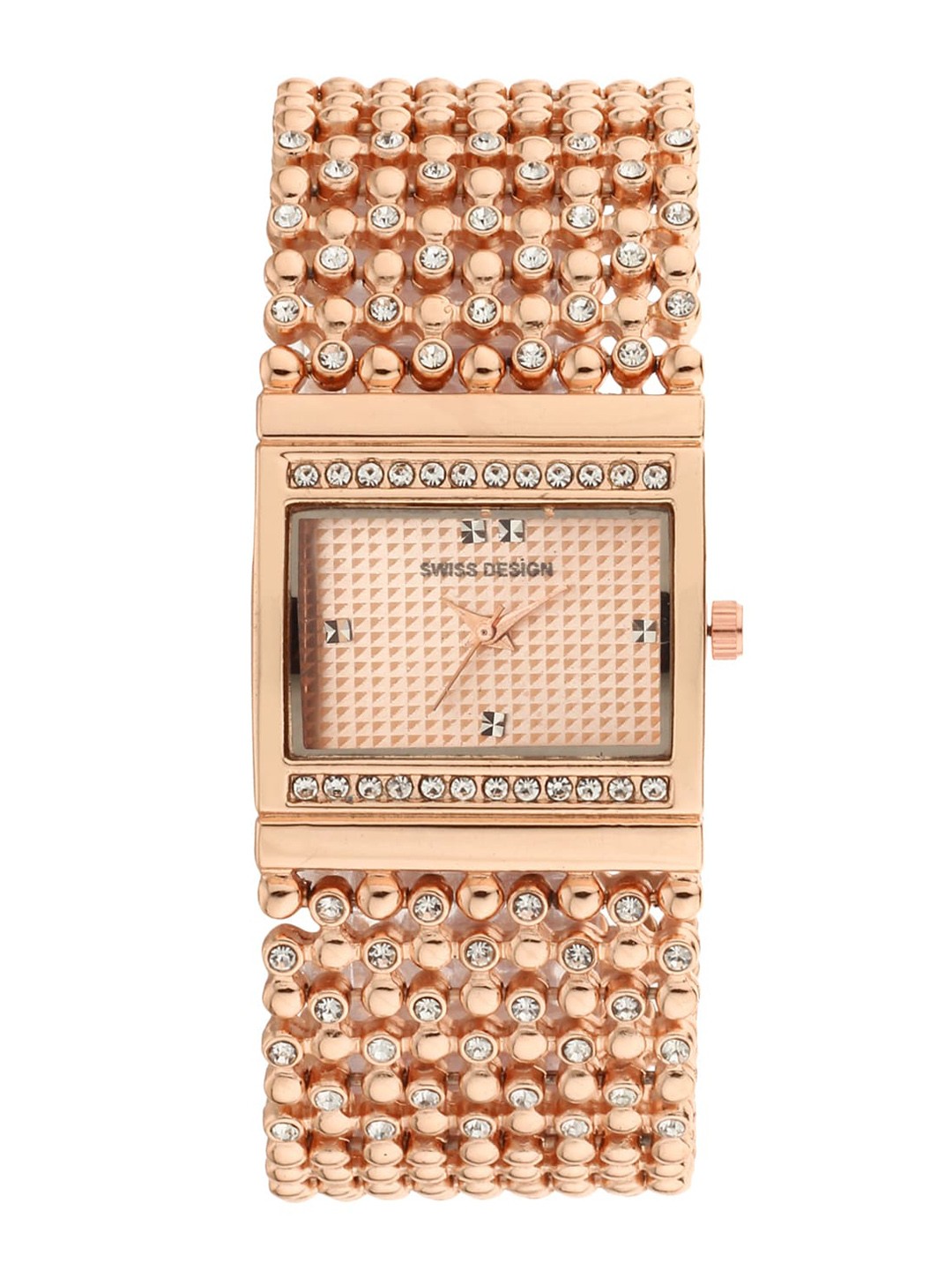 

Swiss Design Women Embellished Straps Analogue Watch Gift Set SDWJ Set-70, Rose gold