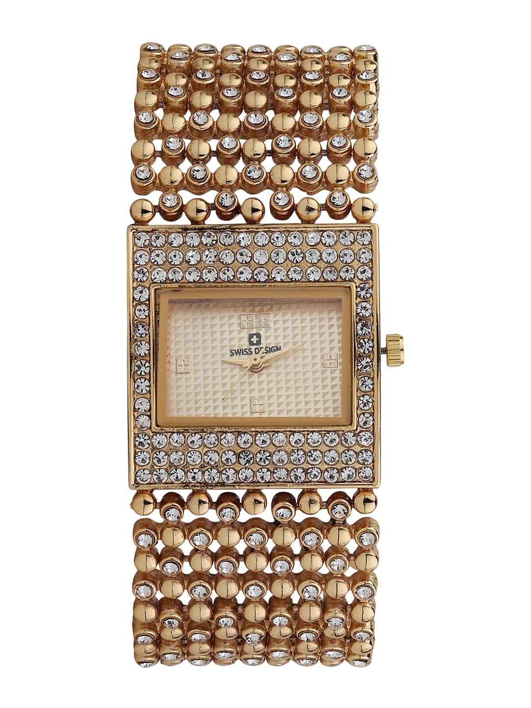 

Swiss Design Women Set Of 3 Analogue Watch & Jewellery Gift Set SDWJ Set-38, Gold