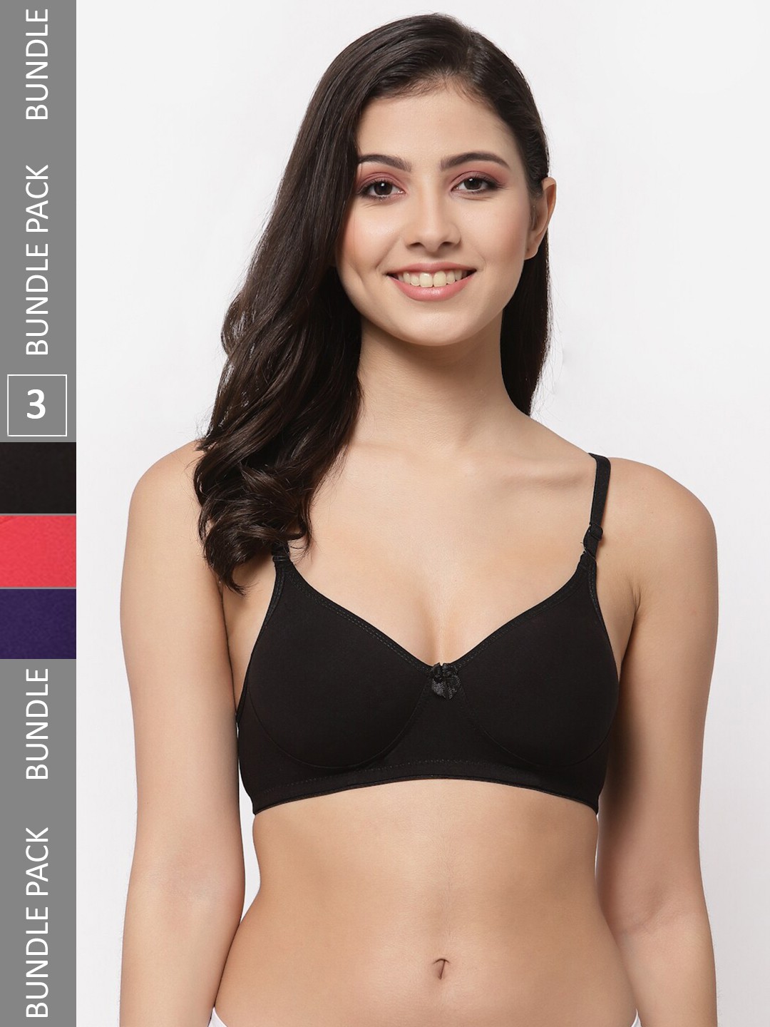 

College Girl Multicoloured Bra Full Coverage Lightly Padded, Black