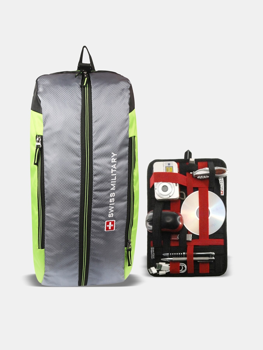

SWISS MILITARY Water Resistant Duffel Cum BackPack With Free Flow Organizer, Grey