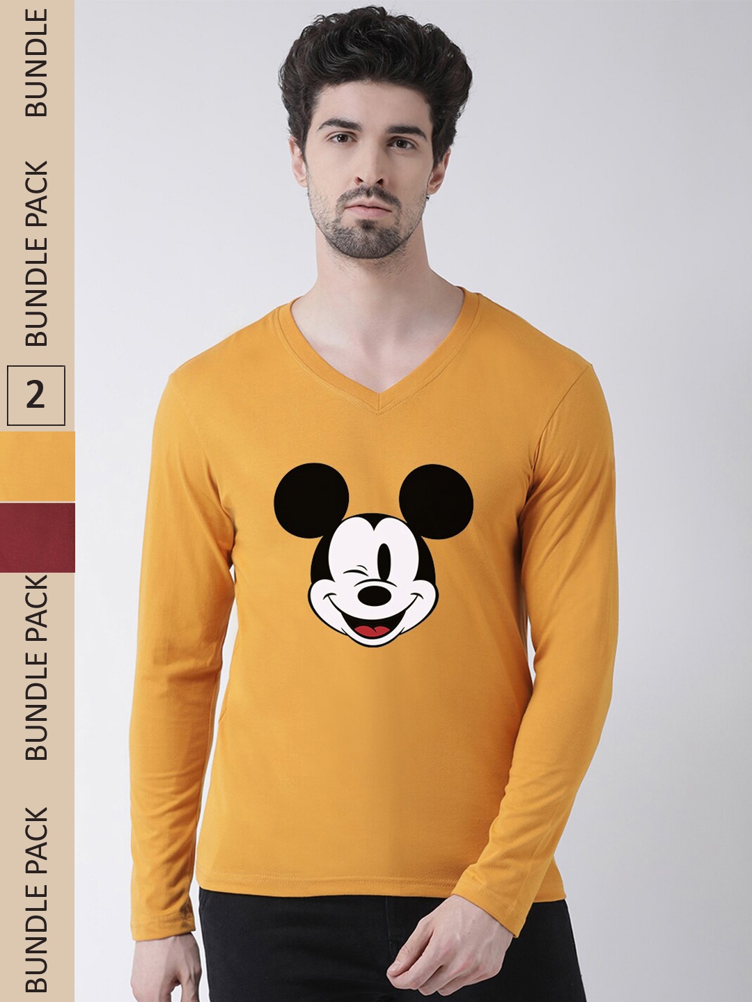 

Friskers Pack Of 2 Mickey Mouse Printed Pure Cotton T-shirt, Gold