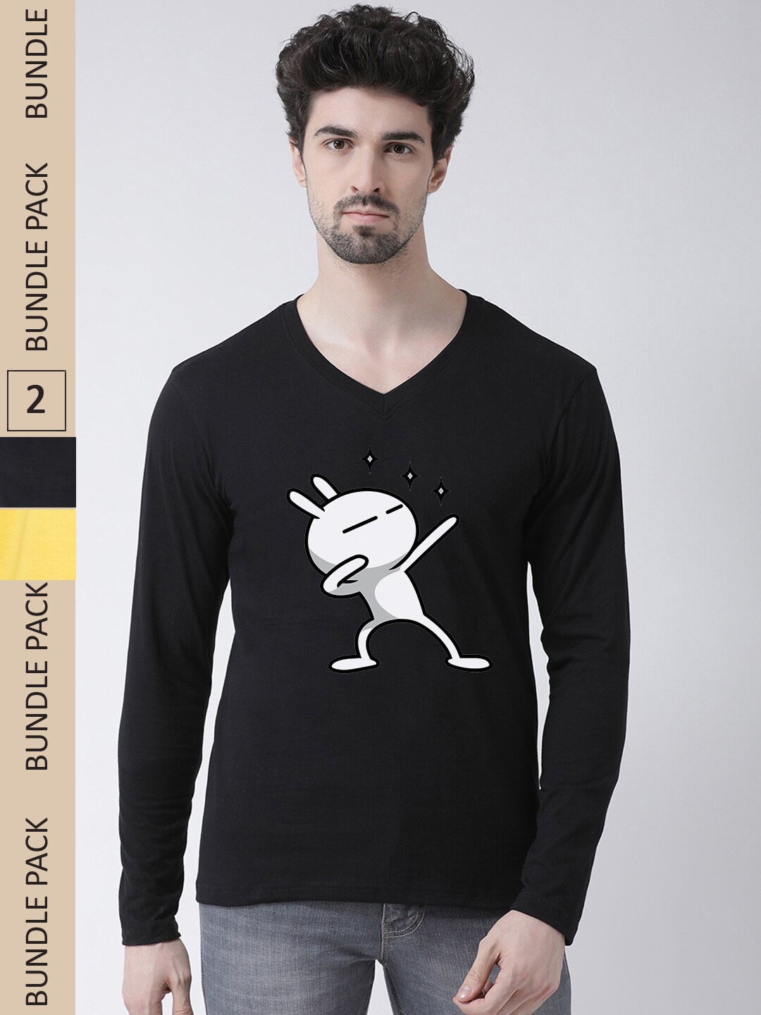 

Friskers Pack Of 2 Printed Pure Cotton T-shirt, Black