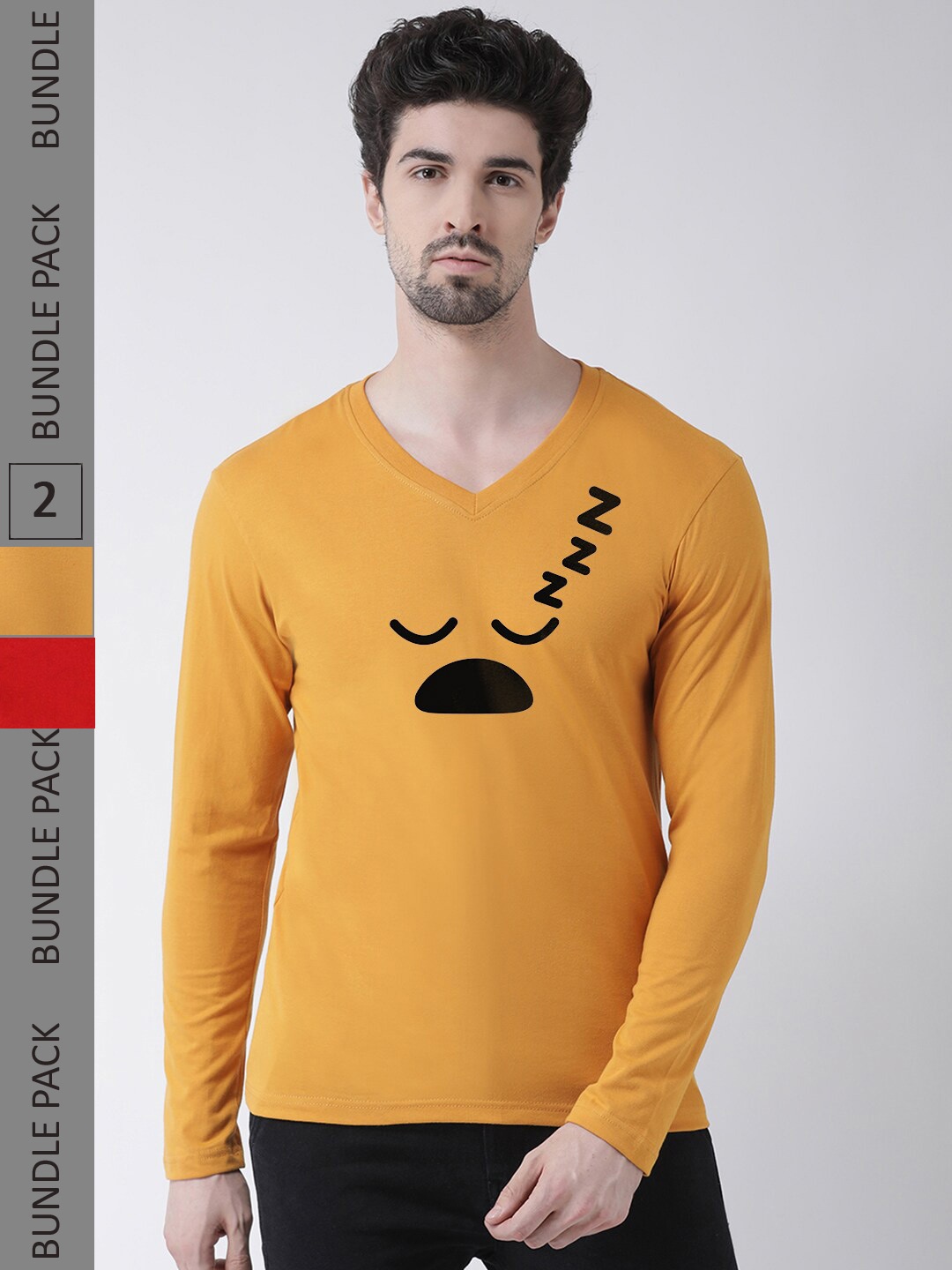 

Friskers Pack of 2 Graphic Printed Pure Cotton T-shirts, Mustard