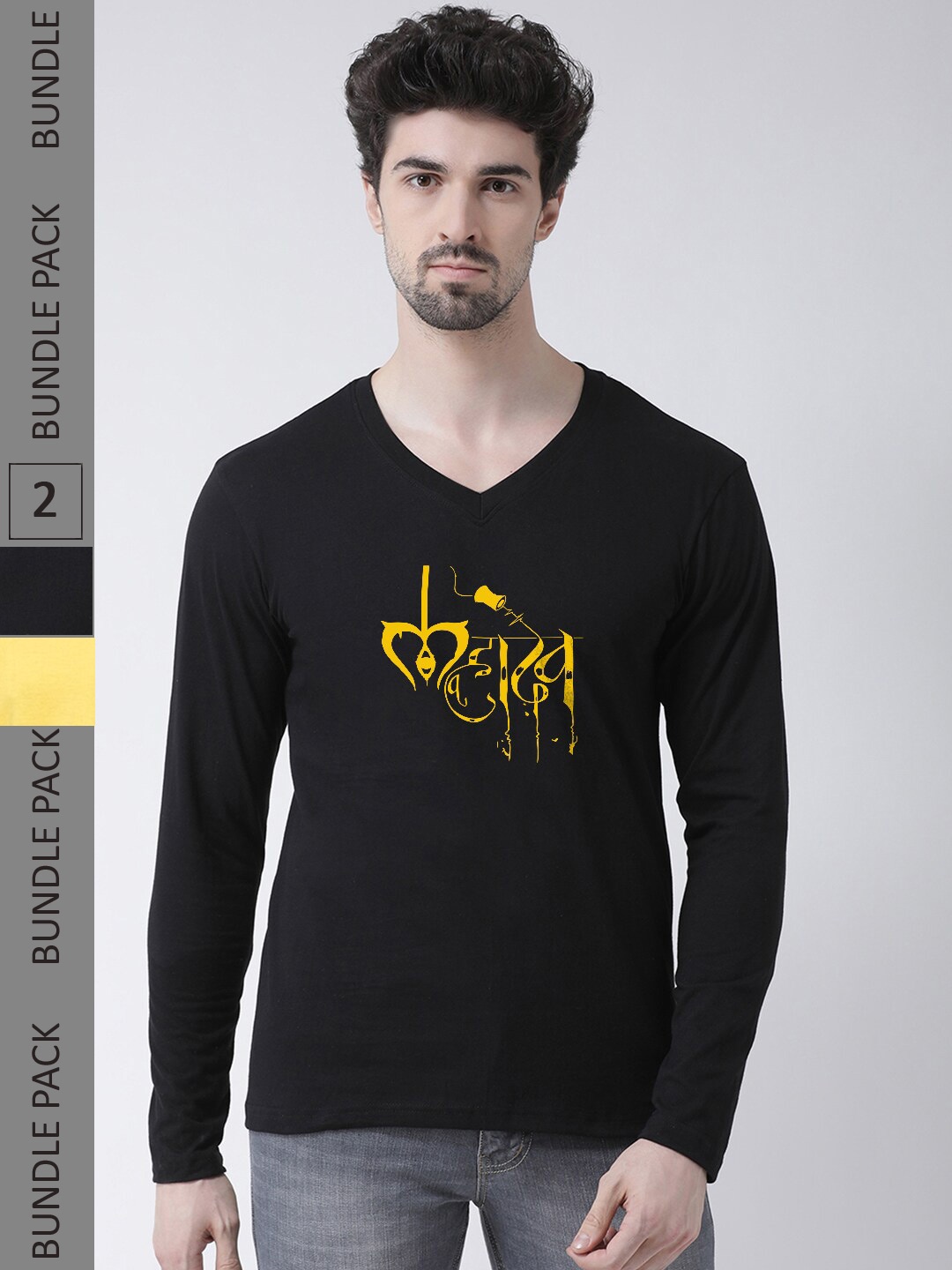 

Friskers Printed Pack Of 2 Slim Fit Pure Cotton T-Shirts, Black