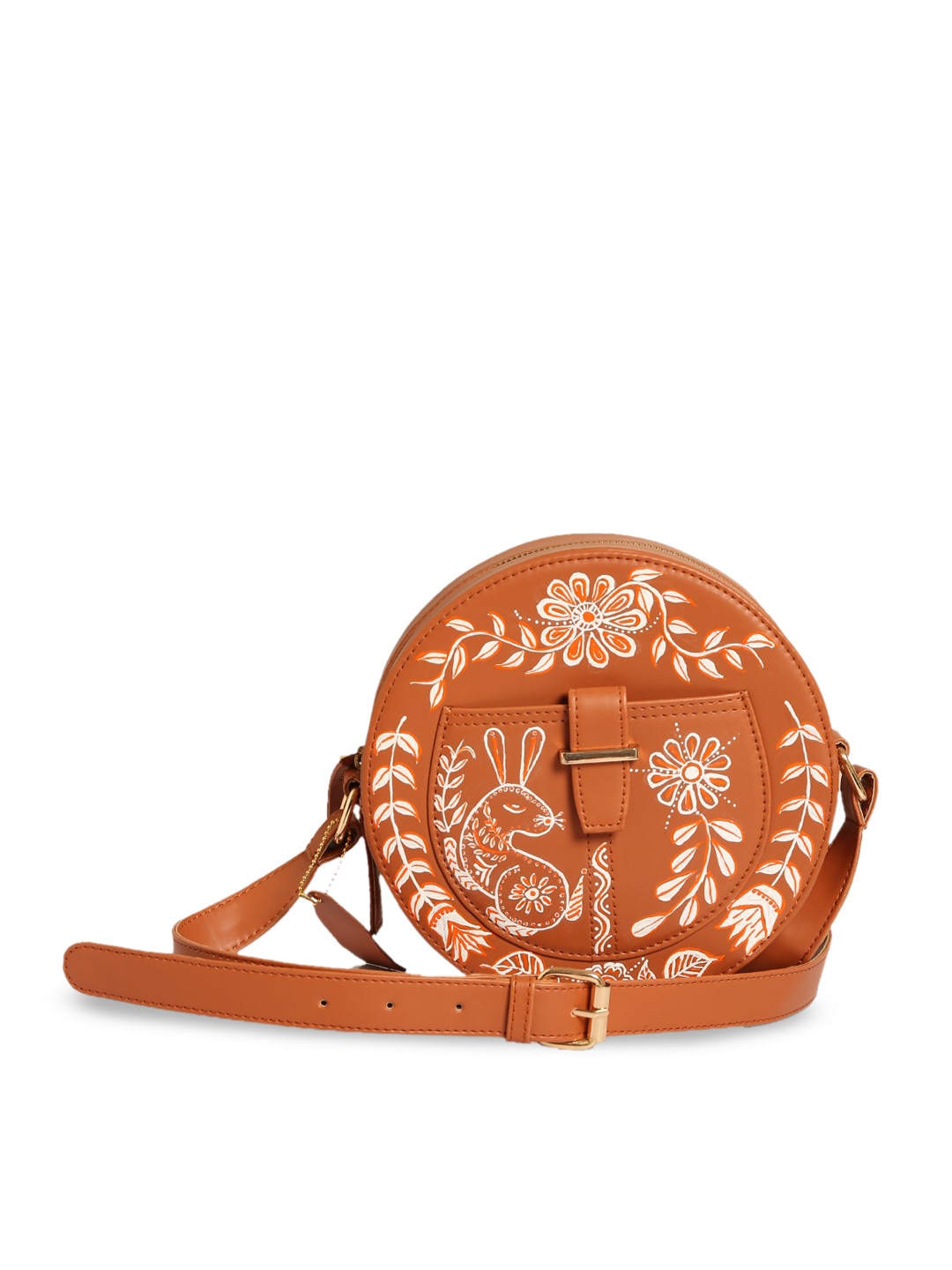 

RASHKI Handpainted Structured Sling Bag, Tan