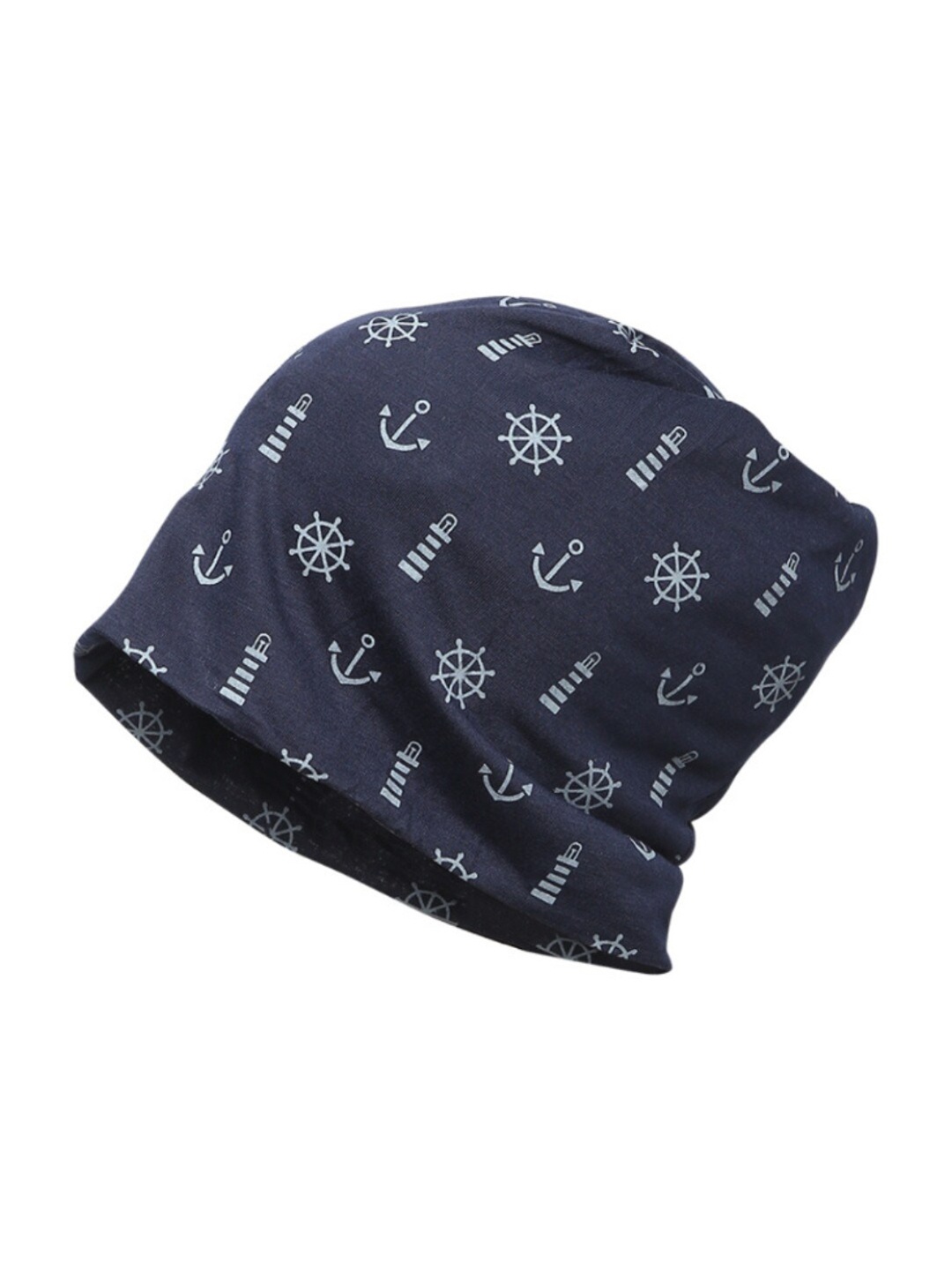 

iSWEVEN Printed Cotton Beanie Cap, Blue