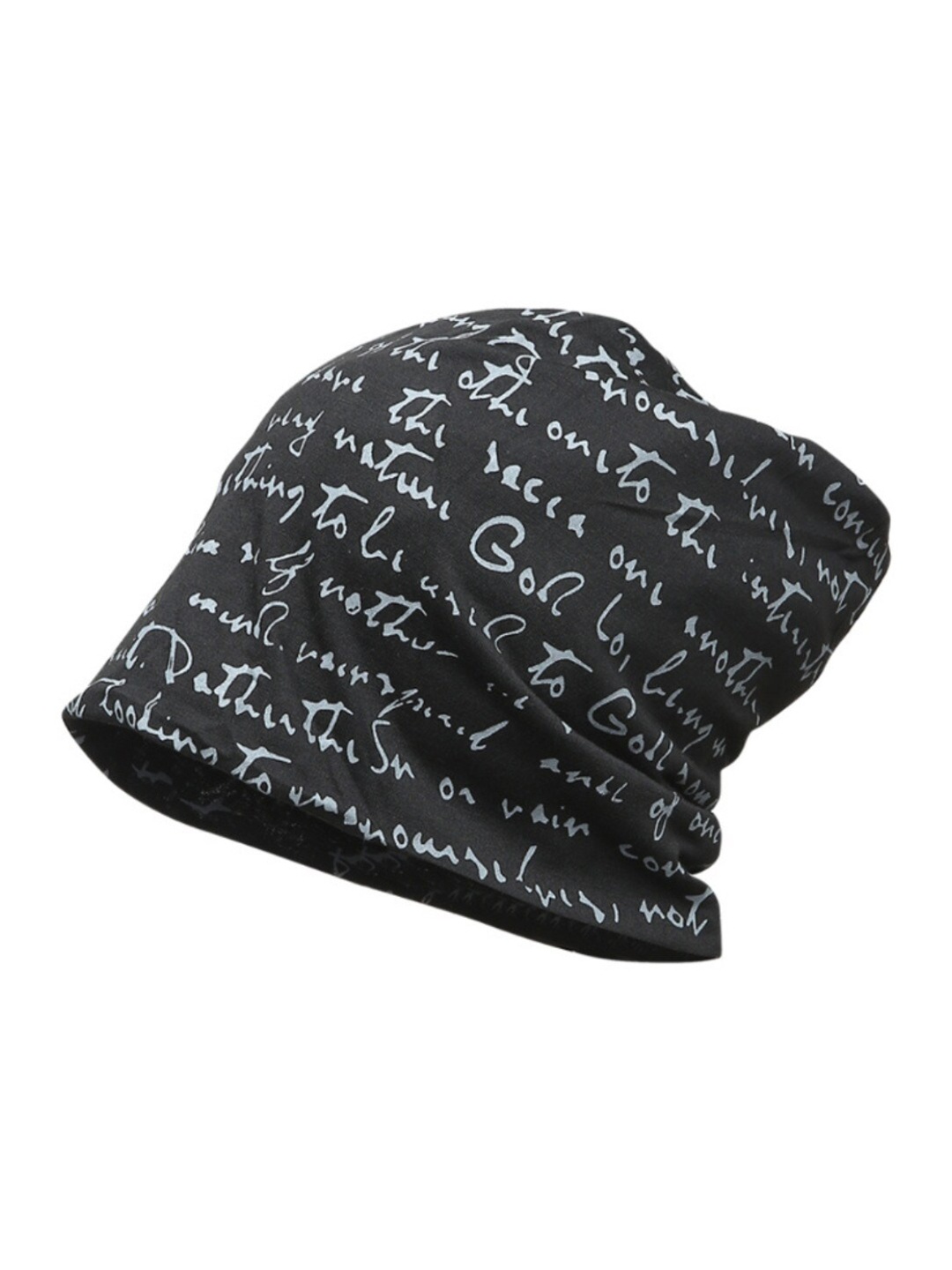 

iSWEVEN Printed Cotton Beanie Cap, Black