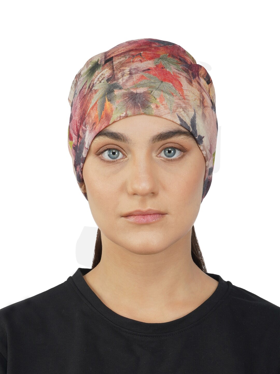

iSWEVEN Adults Tropical Printed Beanie Cap, Peach