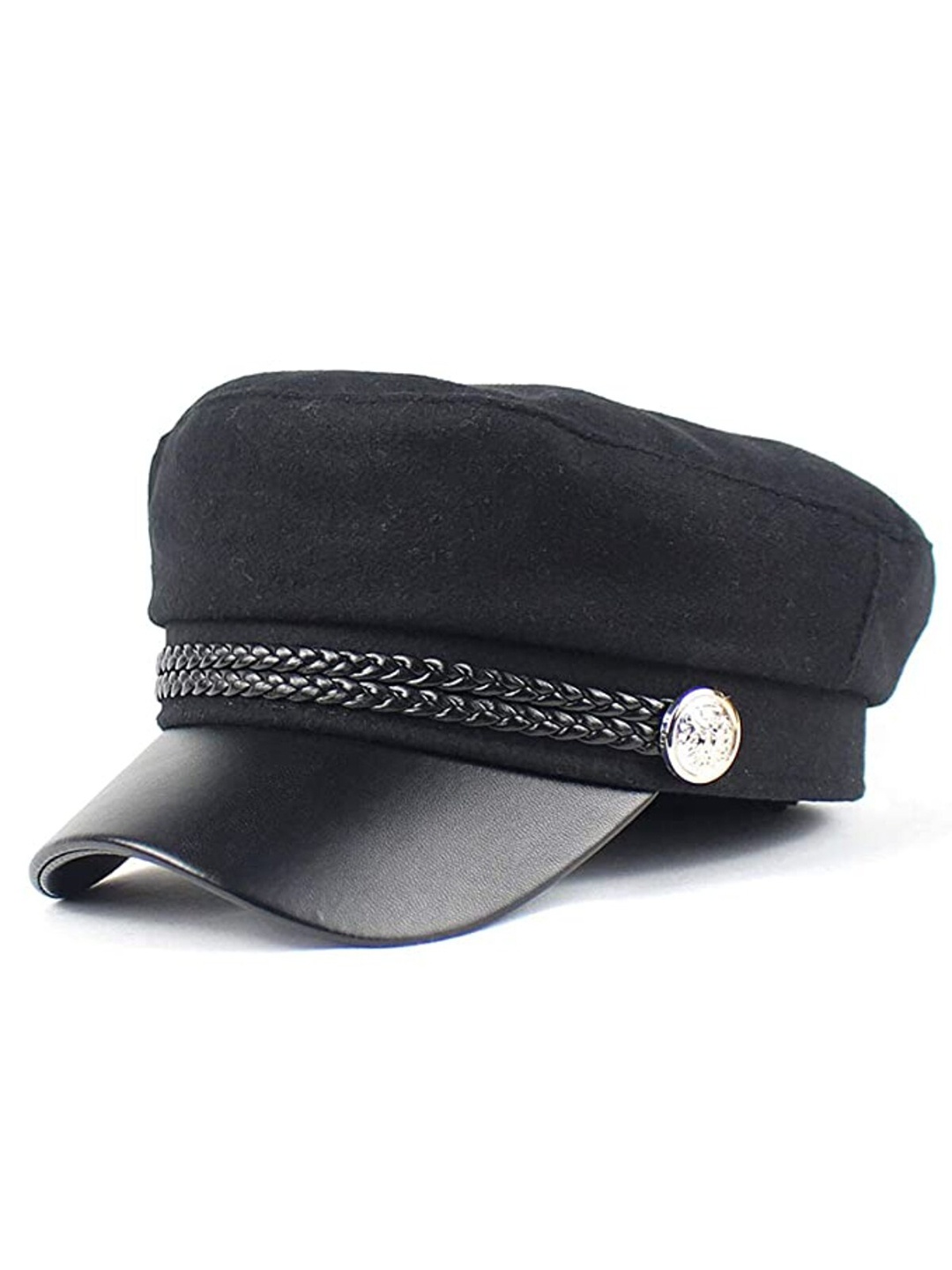 

iSWEVEN Women Cotton Newsboy Visor Cap, Black