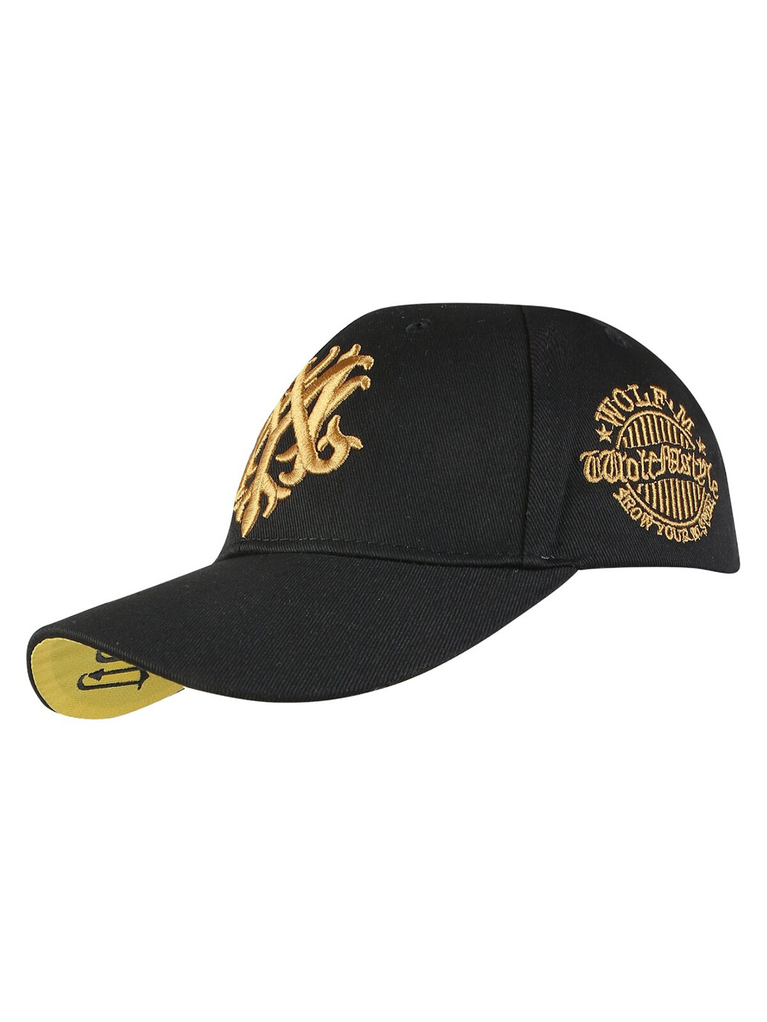 

iSWEVEN Printed Cotton Snapback Cap, Black