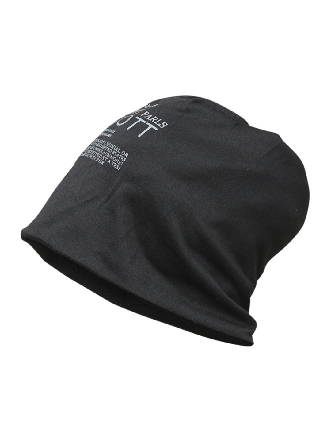 

iSWEVEN Typography Printed Slouchy Beanie, Black