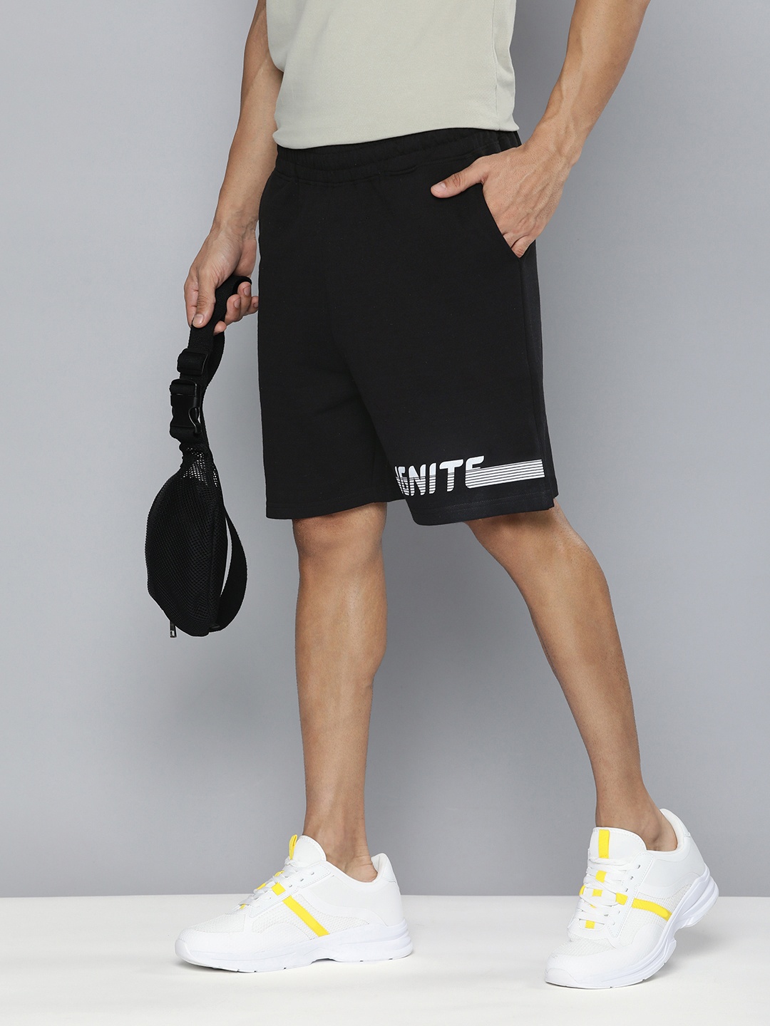 

HRX by Hrithik Roshan Men Black Typography Shorts