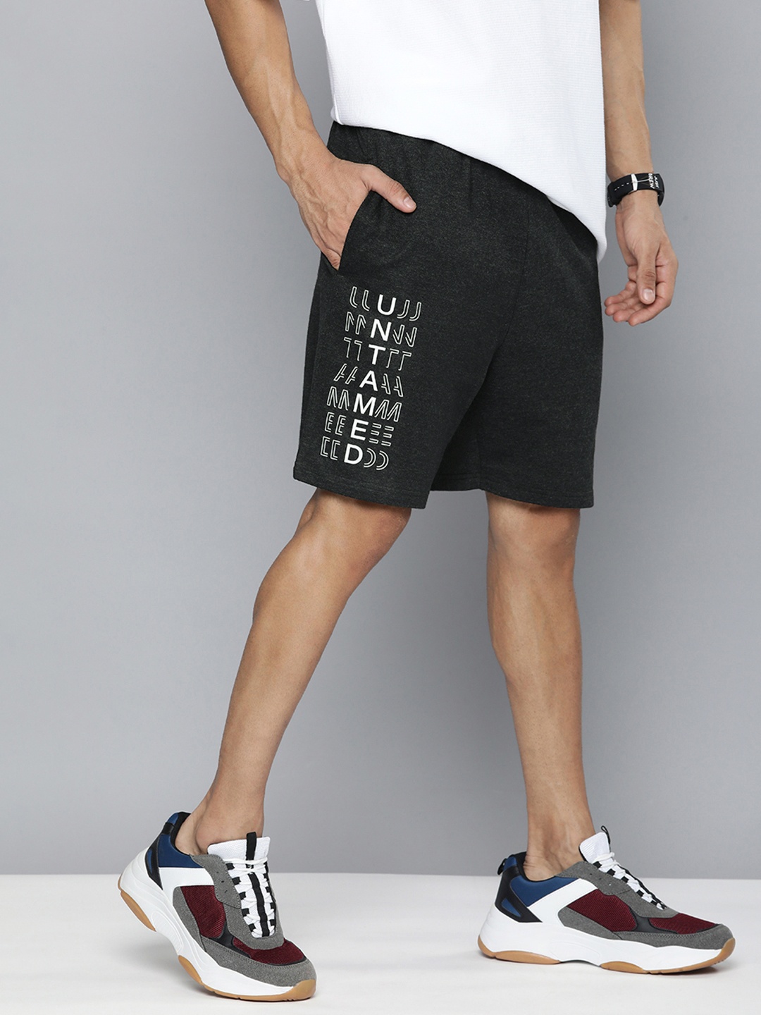 

HRX by Hrithik Roshan Men Lifestyle Typography Printed Terry Shorts, Charcoal