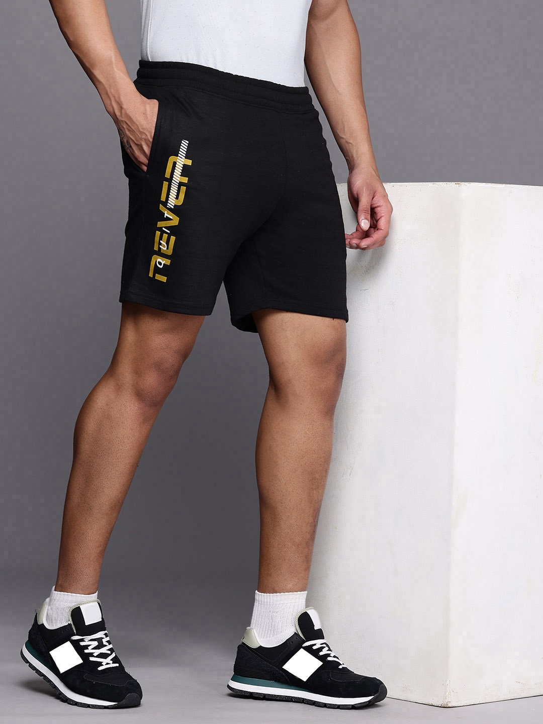 HRX by Hrithik Roshan Men Black Typography Shorts