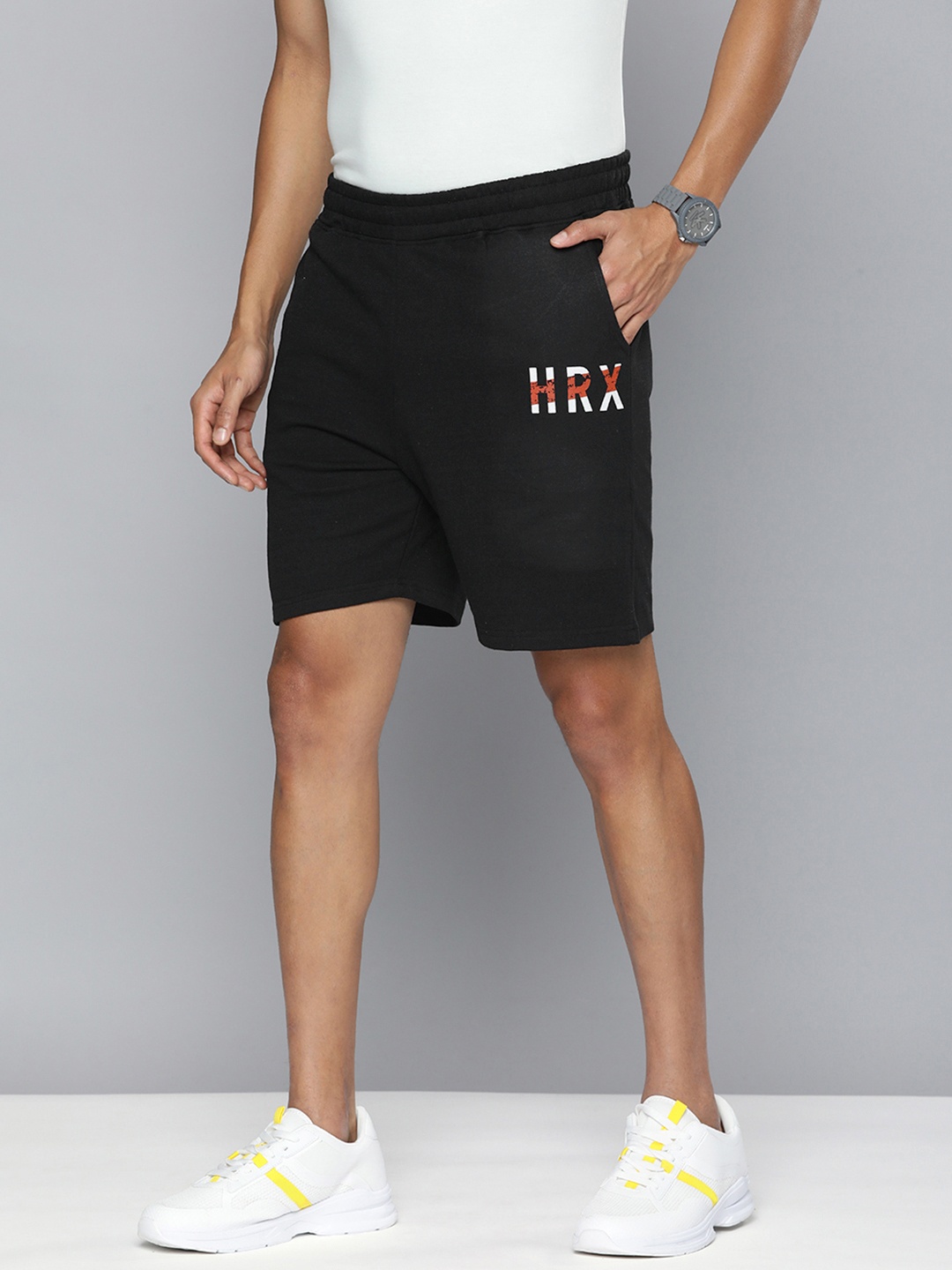 

HRX by Hrithik Roshan Men Lifestyle Brand Logo Printed Pure Cotton Terry Shorts, Black