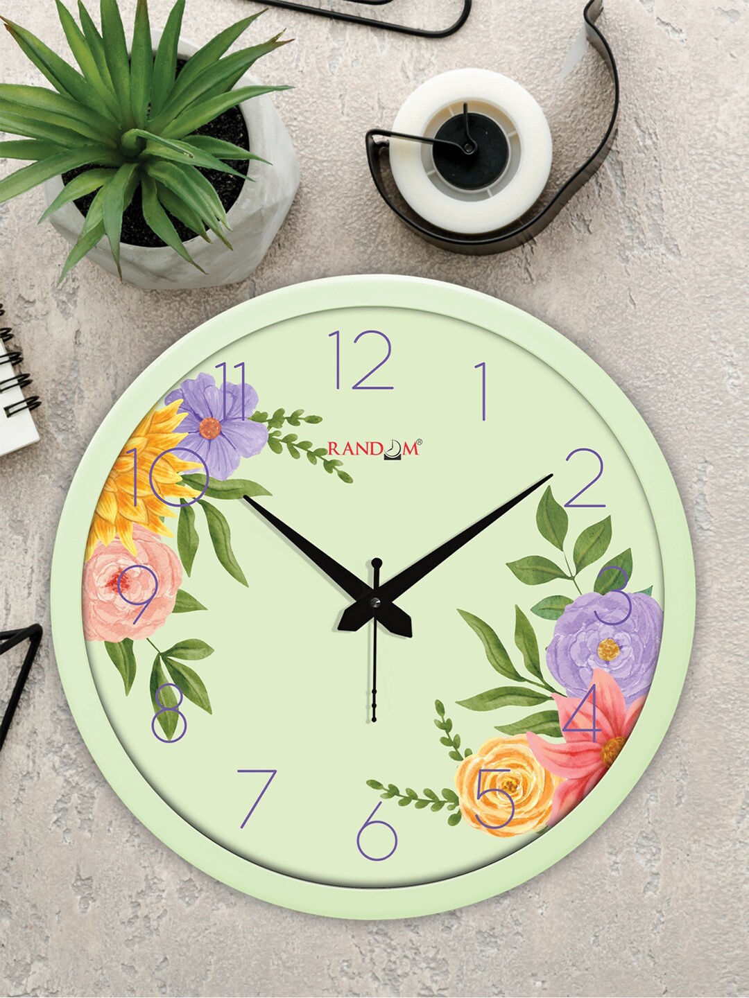 

RANDOM Green & Pink Classic Modern Flowers Stylish Analogue Contemporary Wall Clock