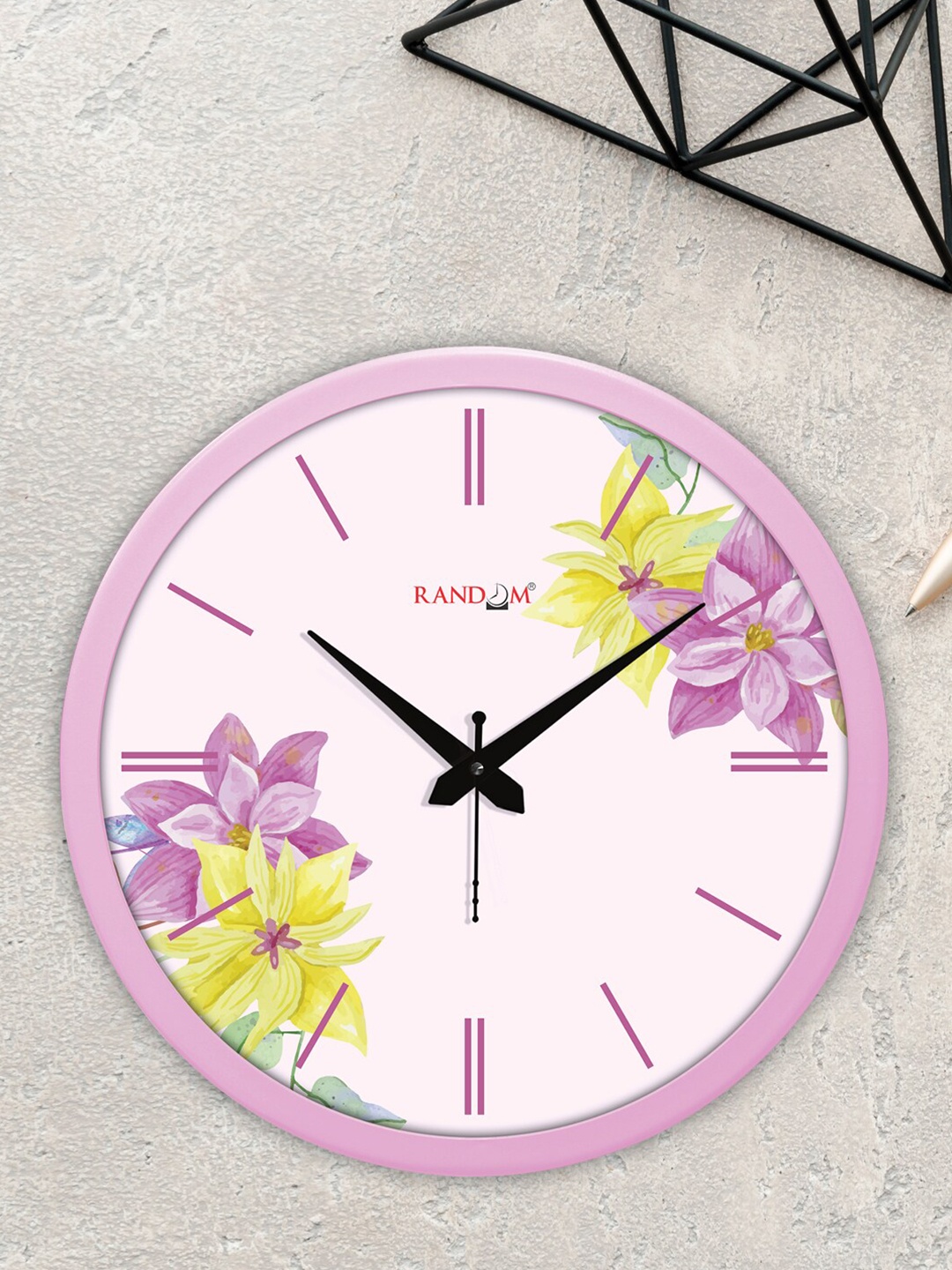 

RANDOM Pink Classic Modern Beautiful Roman Numbers Stylish Contemporary Wall Clock