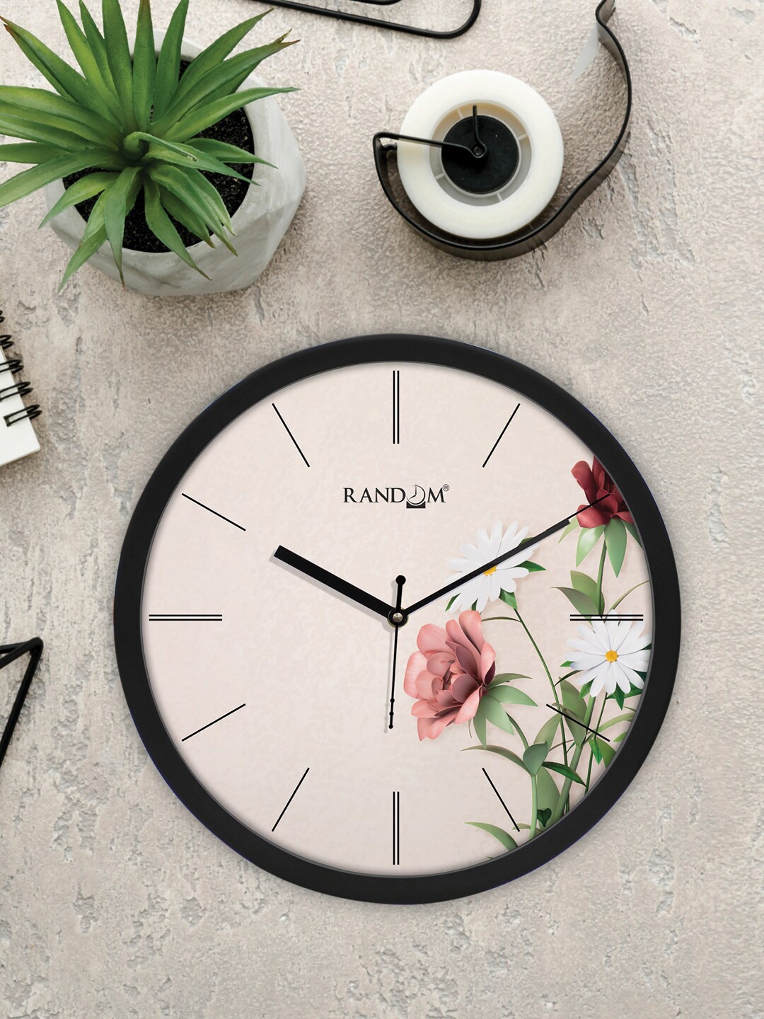 

RANDOM Black Printed Round Contemporary Wall Clock