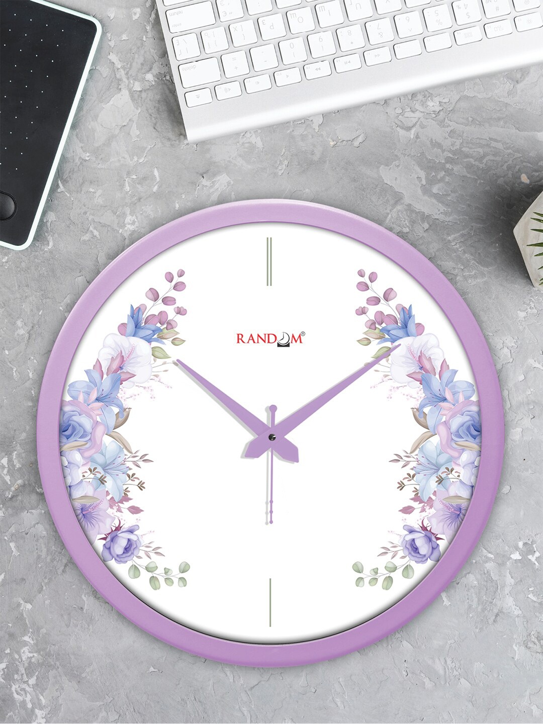 

RANDOM Pink Contemporary Wall Clock, White