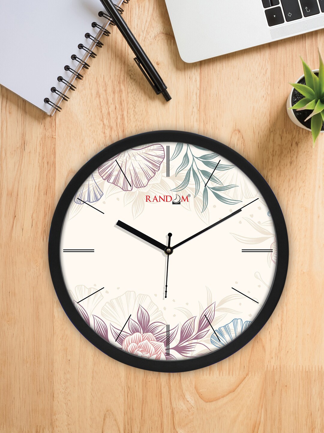 

RANDOM Off White & Black Classic Decent Flower Modern Stylish Contemporary Wall Clock