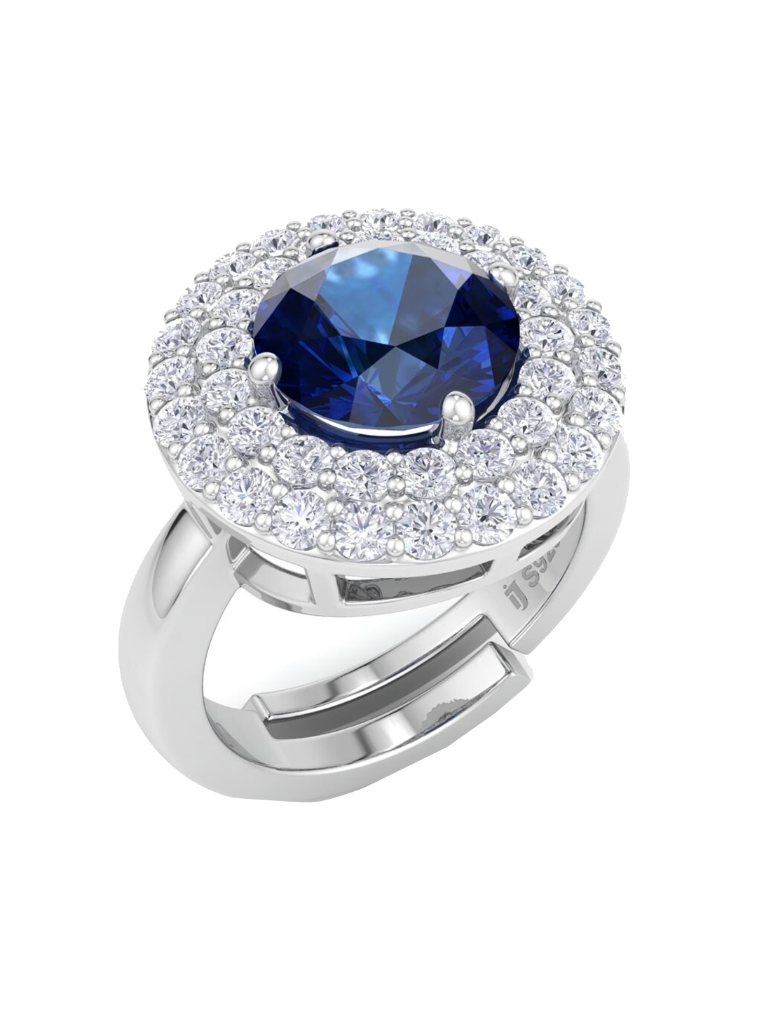 

Inddus Jewels 925 Sterling Silver Rhodium-Plated CZ Studded Adjustable Finger Ring
