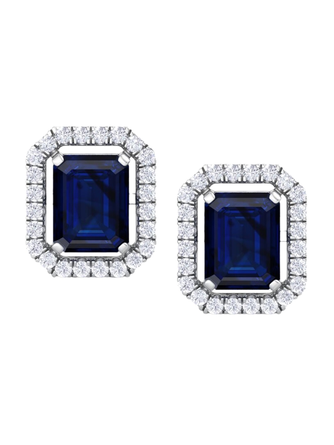 

Inddus Jewels 925 Sterling Silver Rhodium-Plated CZ Studded Studs Earrings