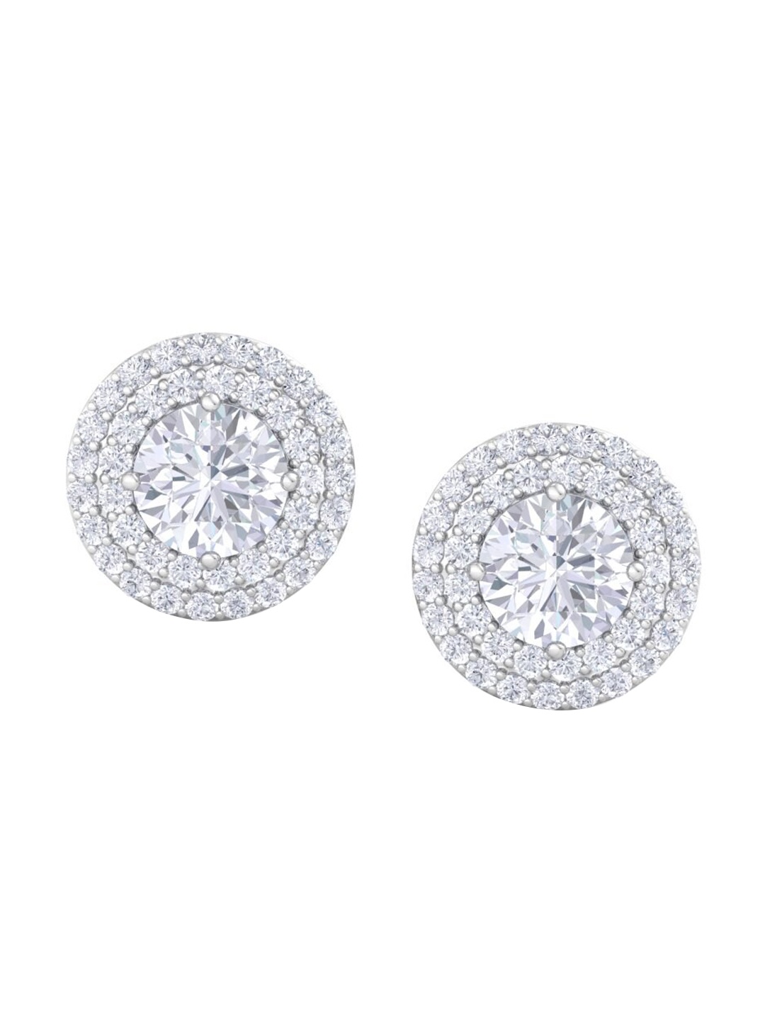 

Inddus Jewels 925 Sterling Silver Rhodium-Plated CZ Studded Studs Earrings