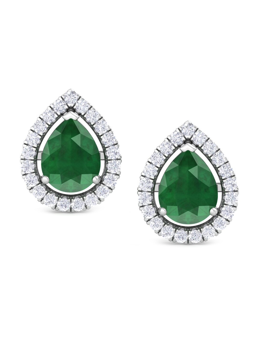 

Inddus Jewels 925 Sterling Silver Rhodium-Plated CZ Studded Studs Earrings