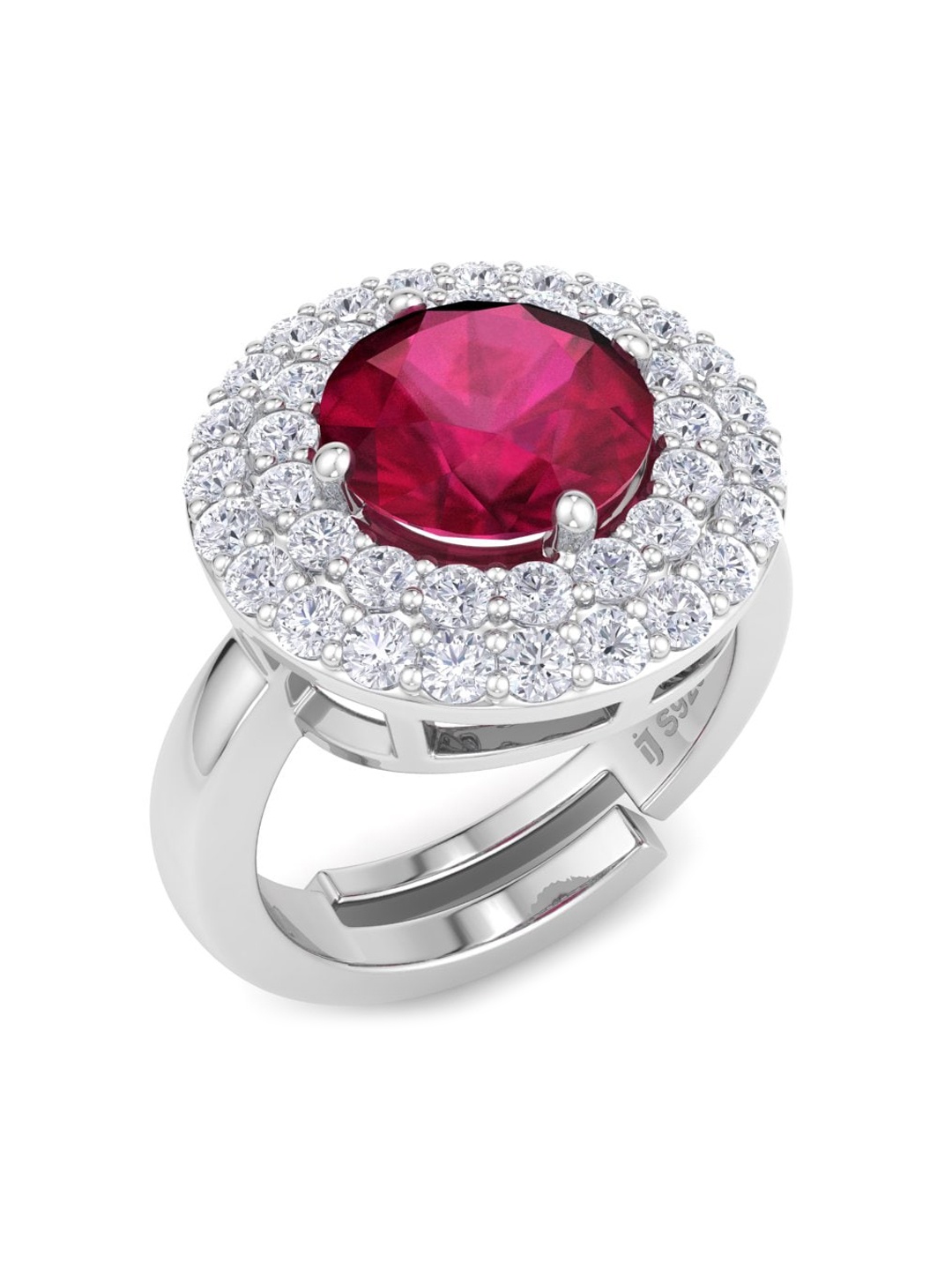 

Inddus Jewels 925 Sterling Silver Rhodium-Plated CZ Studded Adjustable Finger Ring