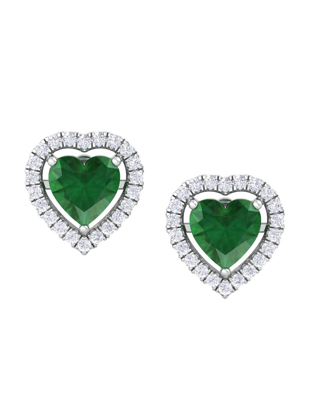 

Inddus Jewels 925 Sterling Silver Rhodium-Plated CZ Studded Studs Earrings