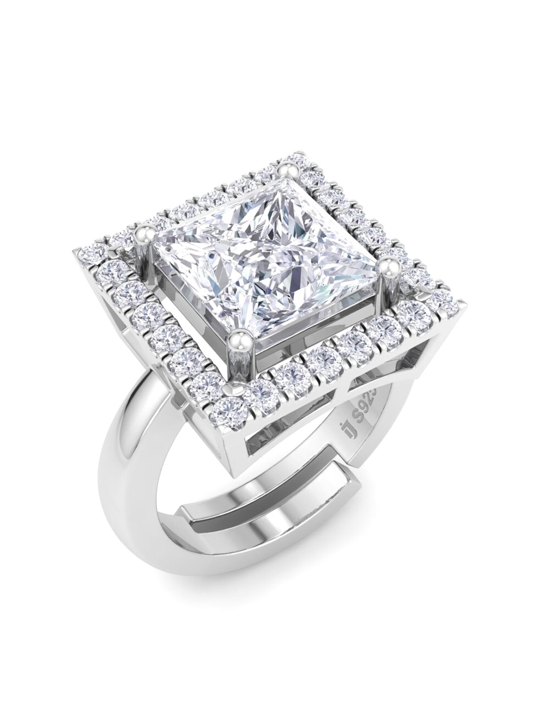

Inddus Jewels 92.5 Sterling Silver Rhodium-Plated CZ-Studded Finger Ring