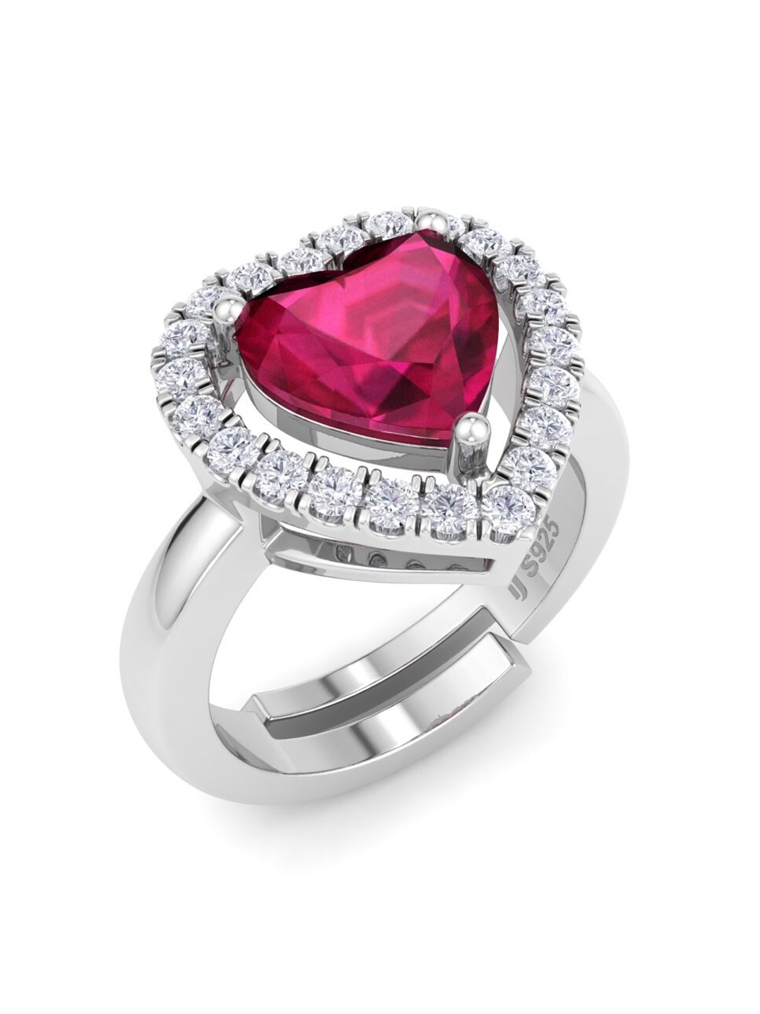 

Inddus Jewels Rhodium-Plated 925 Sterling Silver CZ Studded Adjustable Finger Ring