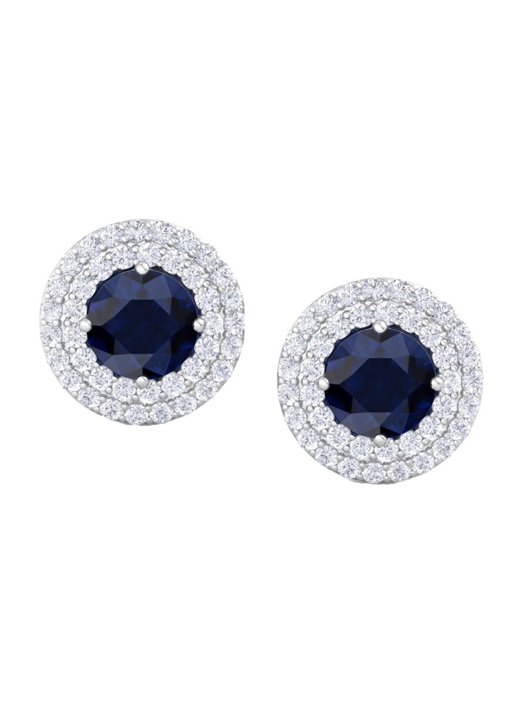 

Inddus Jewels 925 Sterling Silver Rhodium-Plated CZ Studded Studs Earrings