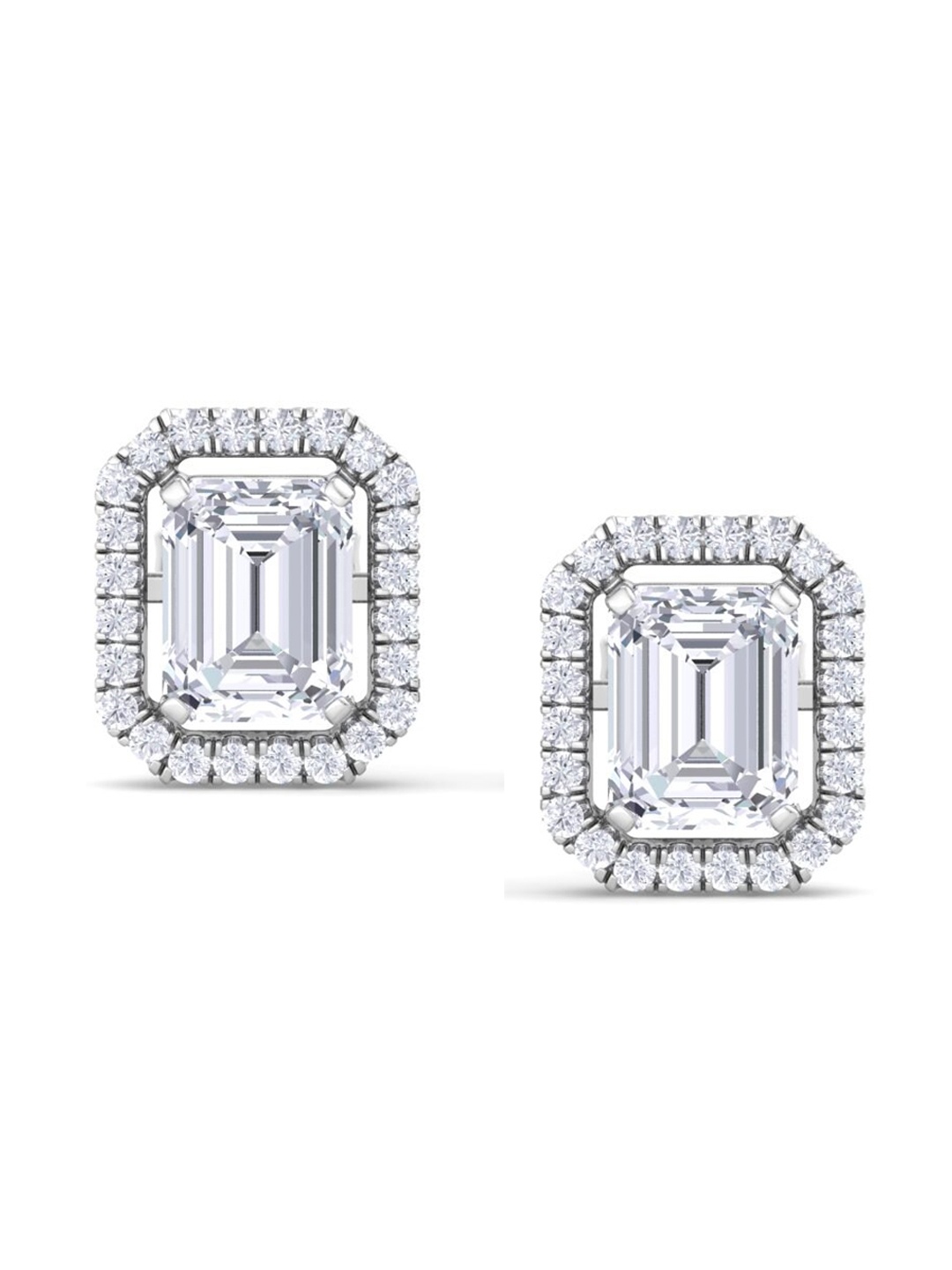 

Inddus Jewels Rhodium-Plated Cubic Zirconia Stud Earrings, Silver