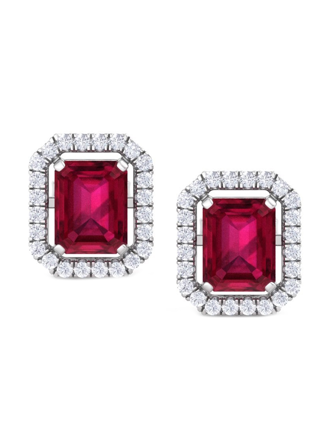 

Inddus Jewels Rhodium-Plated 925 Sterling Silver Cubic Zirconia Studded Studs Earrings