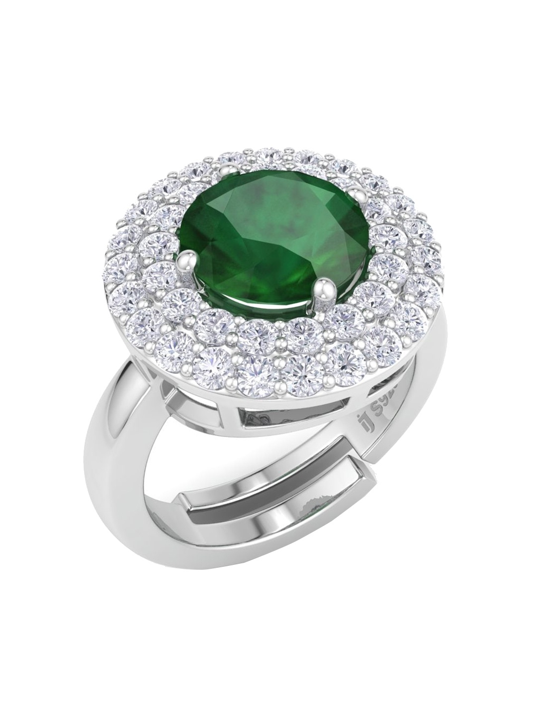 

Inddus Jewels Rhodium-Plated 925 Sterling Silver CZ Studded Adjustable Finger Ring