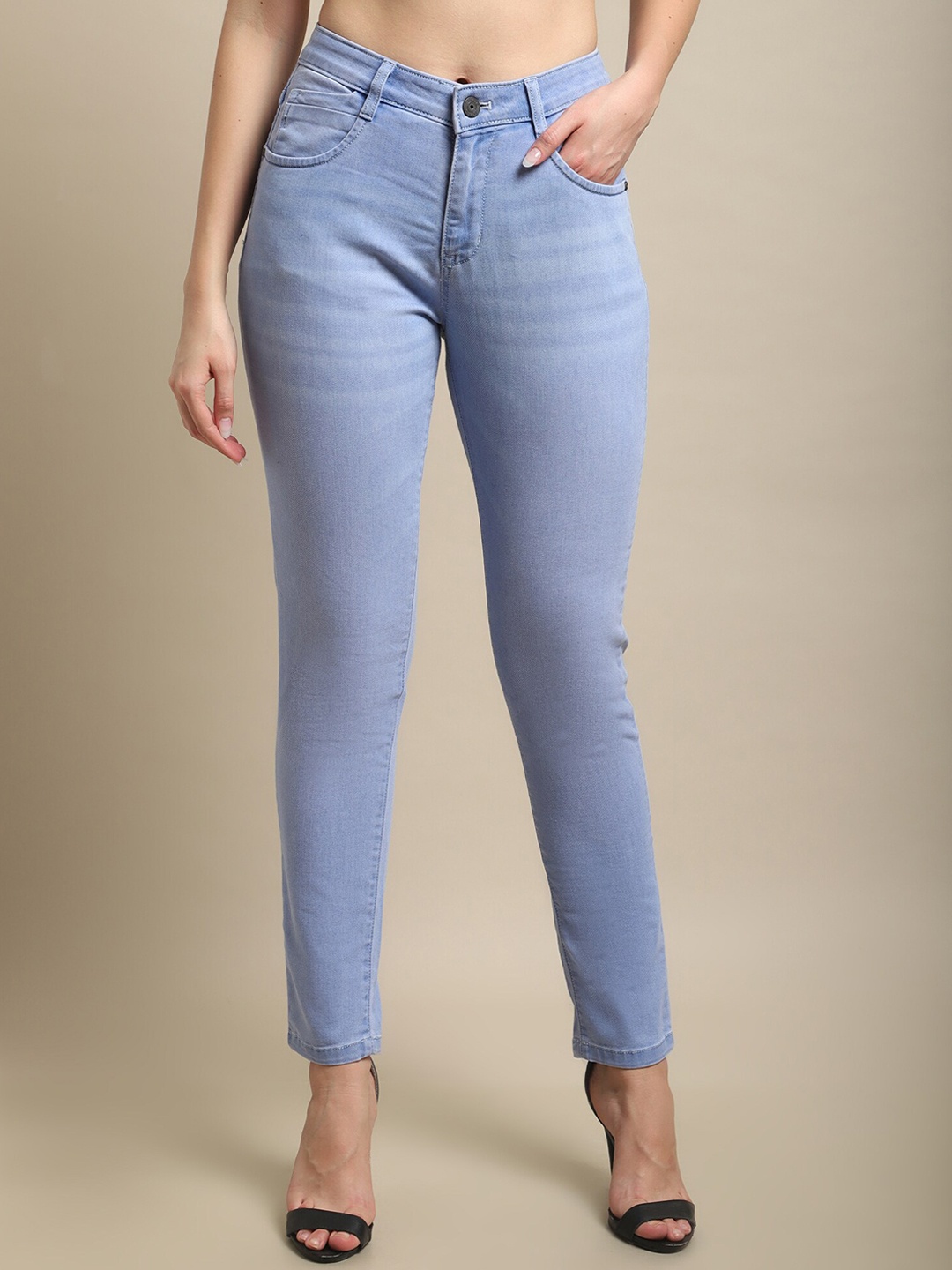 

Crozo By Cantabil Women Stretchable Cotton Slim Fit Jeans, Blue
