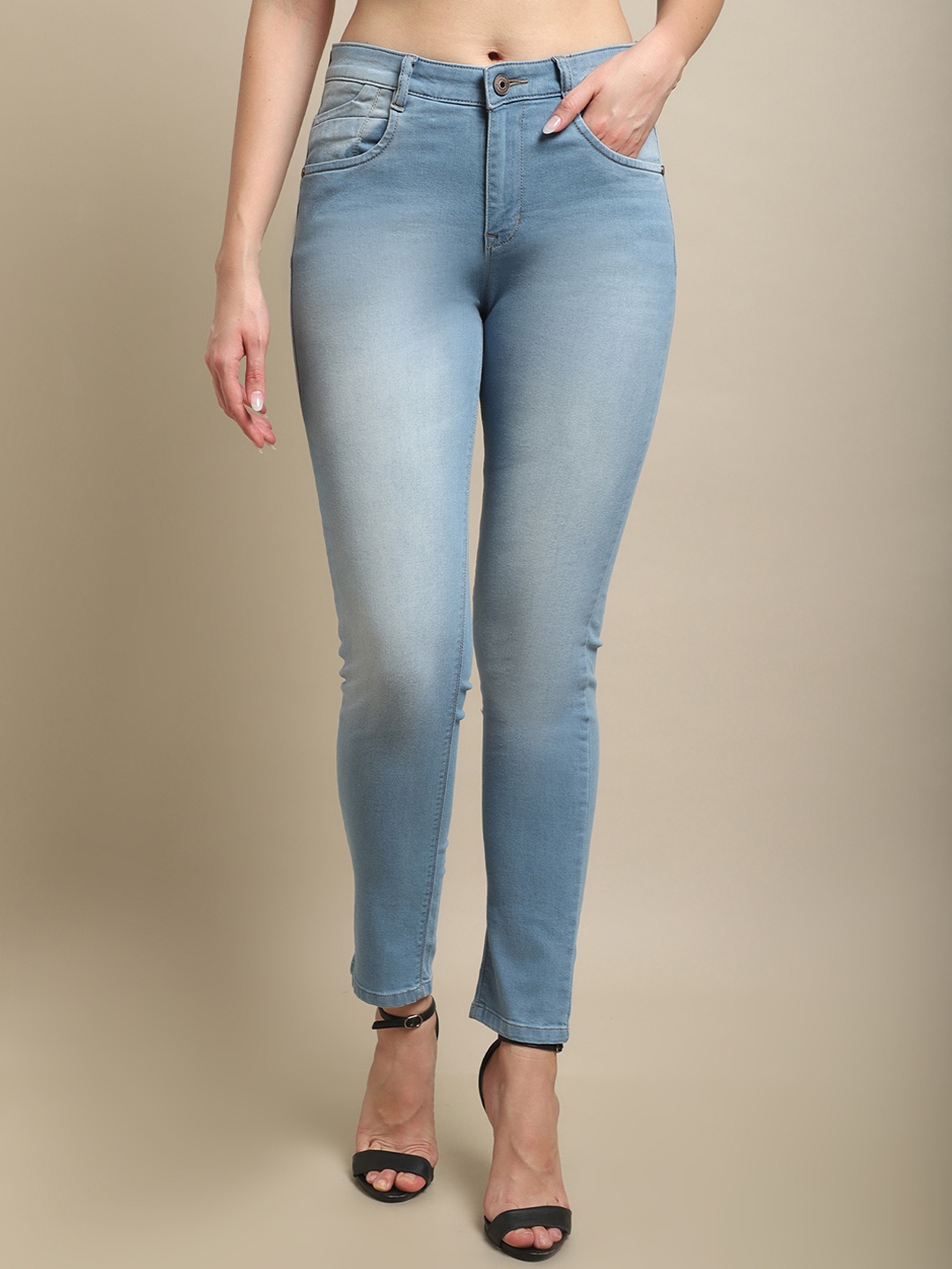 

Cantabil Women Heavy Fade Slim Fit Stretchable Jeans, Blue