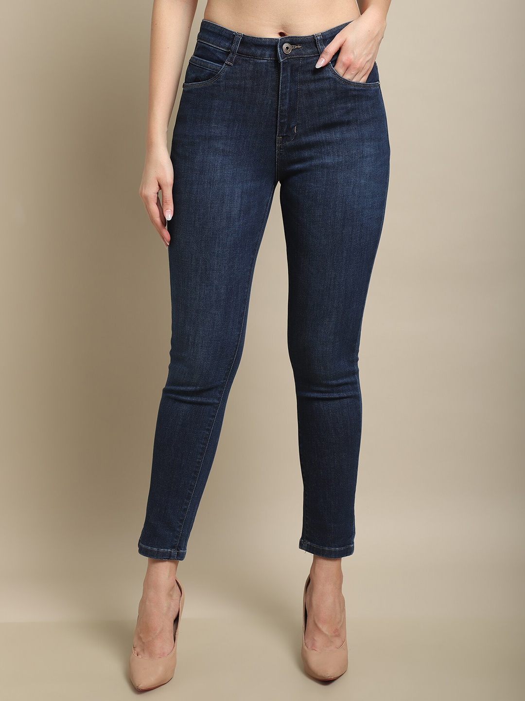 

Cantabil Women Light Fade Slim Fit Stretchable Jeans, Blue