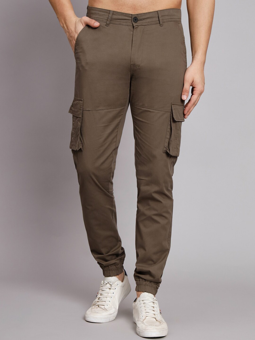

POP CULTURE Men Slim Fit Cottton Cargos Trousers, Brown