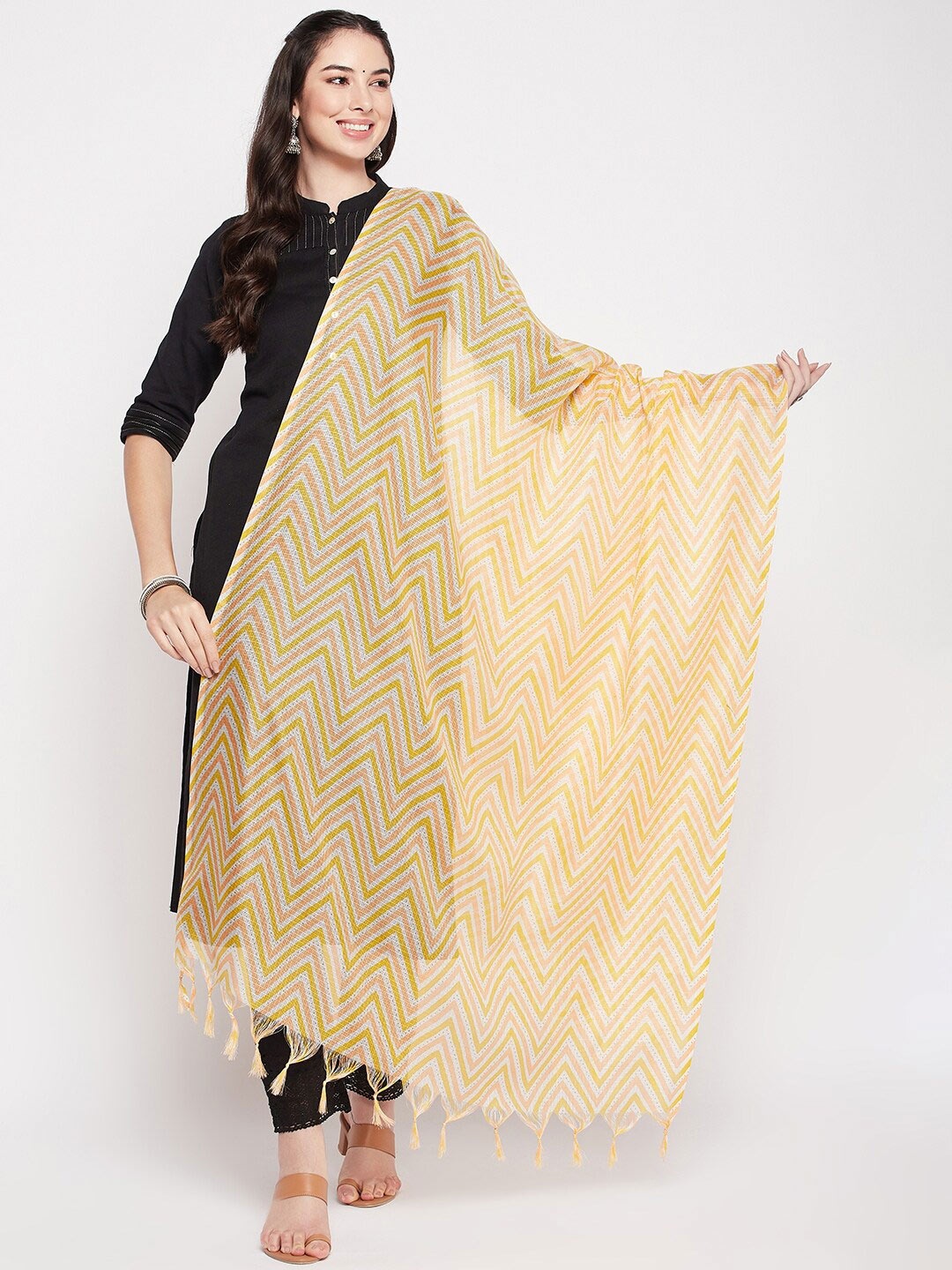 

Clora Creation Geometric Printed Dupatta, Yellow