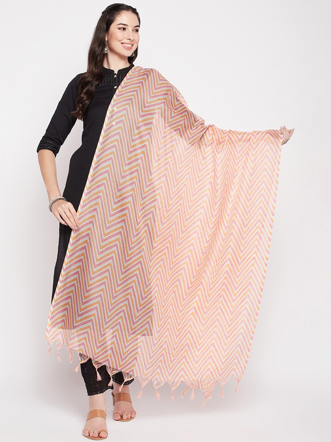 

Clora Creation Geometric Printed Dupatta, Peach