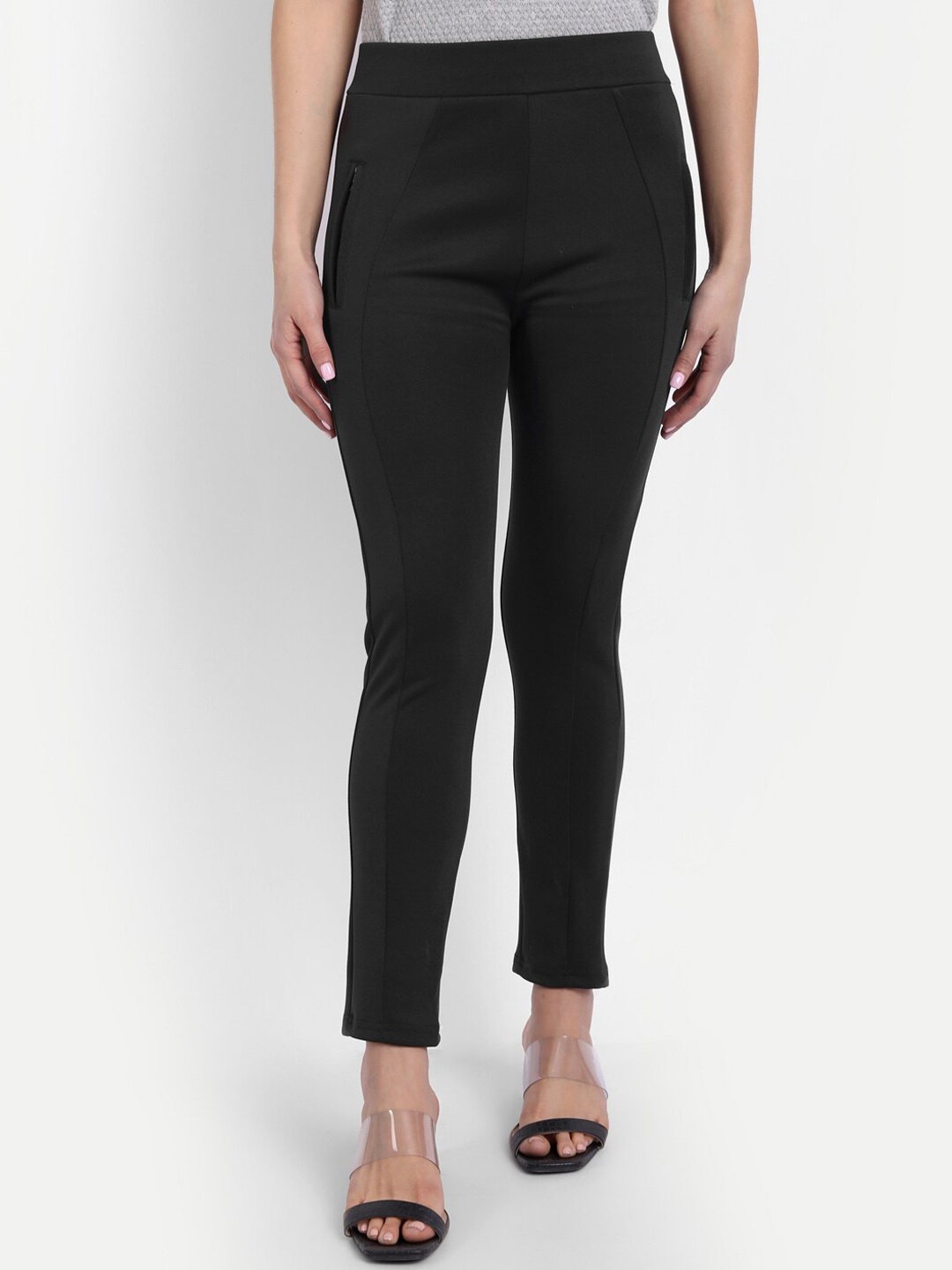 

BROADSTAR Women Straight Fit High-Rise Easy Wash Trousers, Black